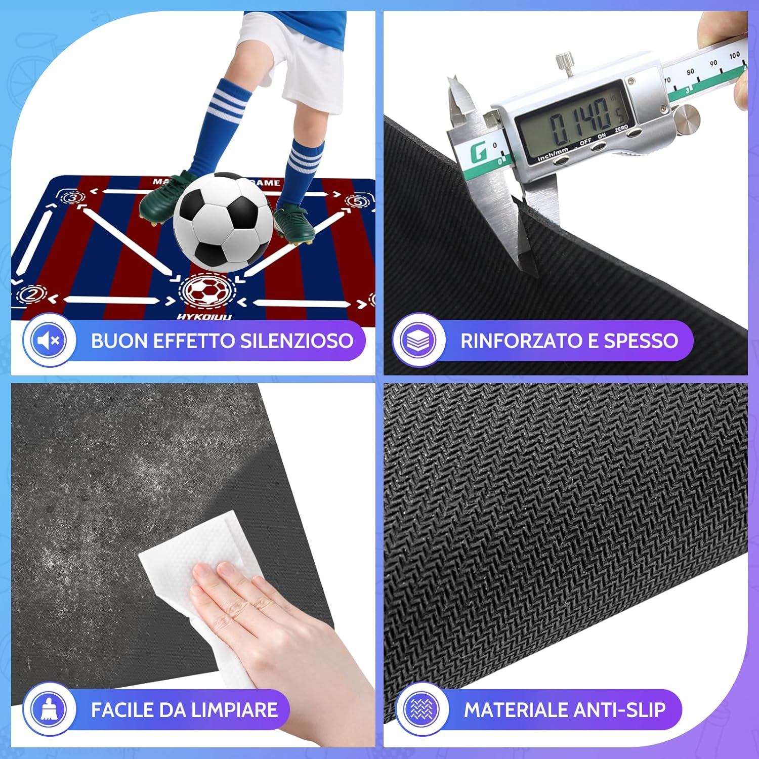 Detalle de Tappeto Calcio Allenamento con Soccer Bungee Trainer – kit completo 90 x 60 cm per agilità e controllo