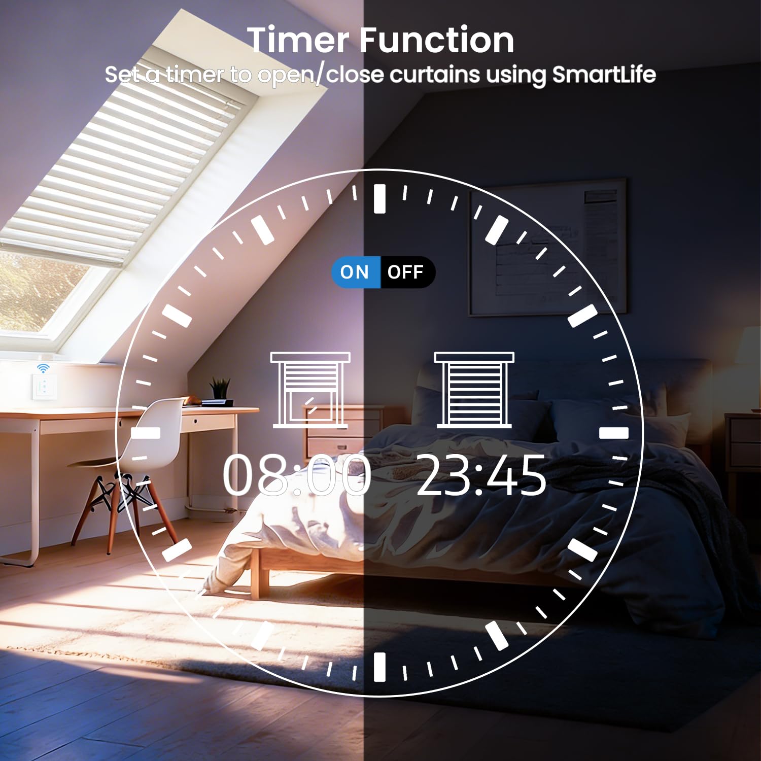 Thumbnail 5 de WLAN Rolladenschalter mit Prozentsteuerung – LincoSoft Smart Rolladen, kompatibel mit Echo Alexa/Google, 2 Stück, Weiß (80x80 mm)