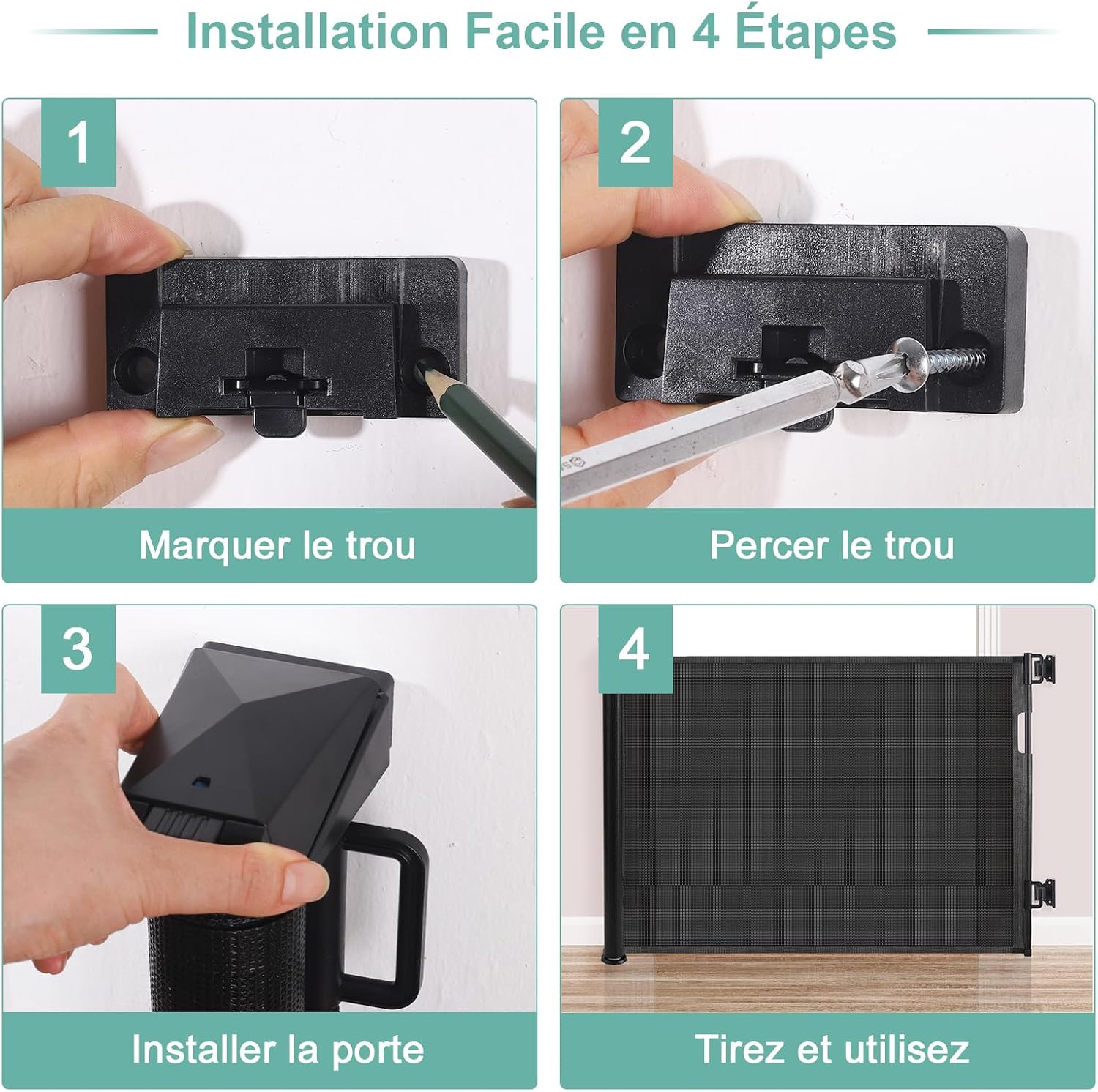 Thumbnail 6 de Barrière Sécurité pour Enfant et Chien - Barrière Sécurité Retractable 1,5 m avec Renforcement en Fibre de Verre