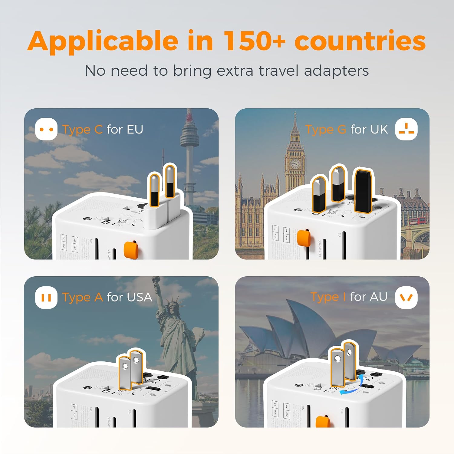 Thumbnail 3 de TESSAN Universal travel adapter 5 USB ports 🔌
