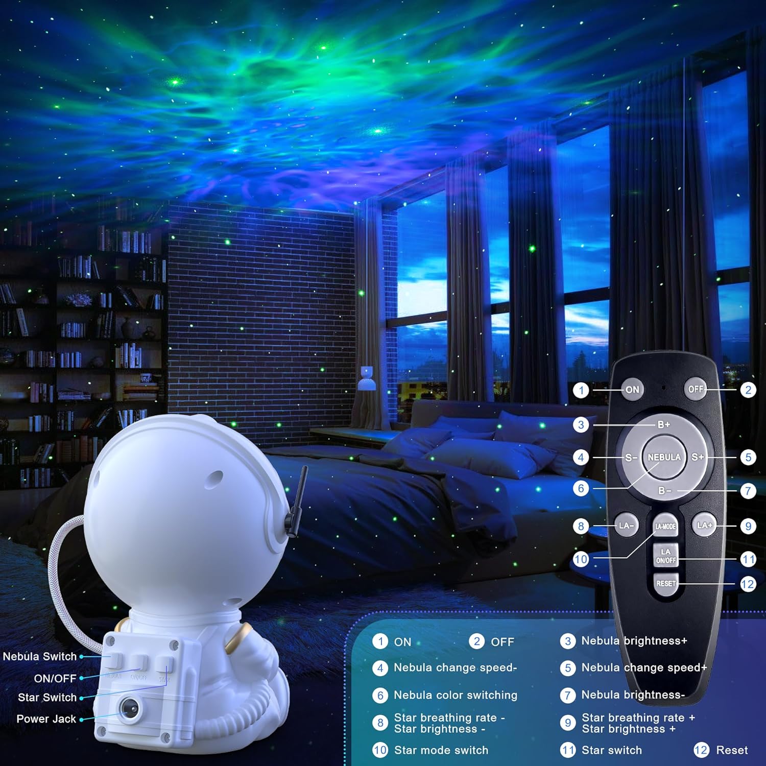 Thumbnail 3 de Macchiatto Astronaute Projecteur Ciel Étoilé – Veilleuse galaxie avec 8 nébuleuses et rotation à 360°