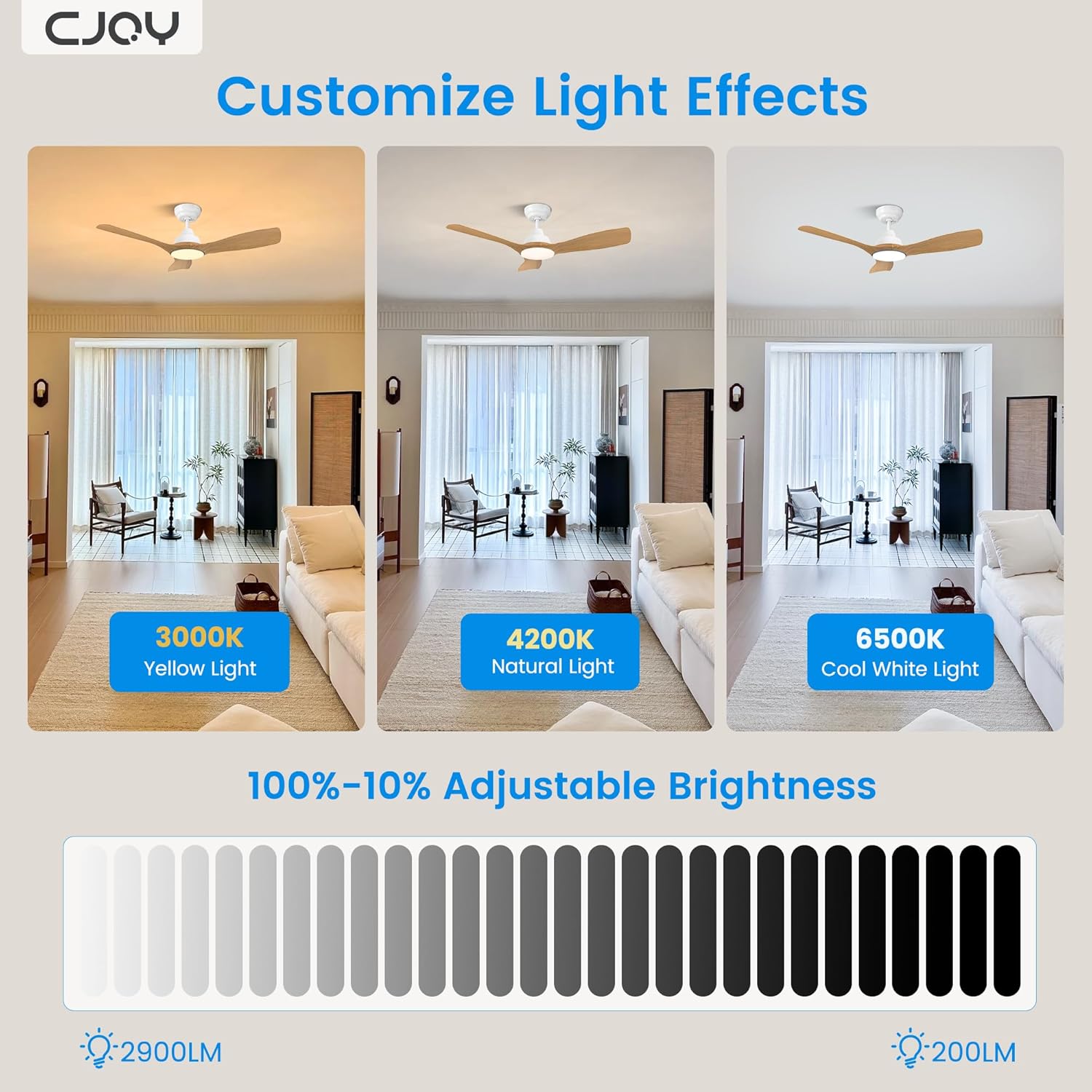 Thumbnail 1 de CJOY 42-Inch Ceiling Fan with Lights and Remote