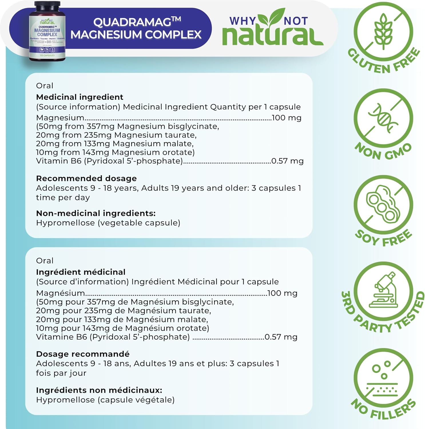 Detalle 2 de Why Not Natural 4-in-1 Magnesium Complex Capsules, Four Magnesium Forms