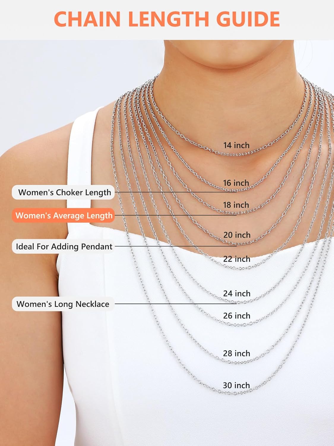 Thumbnail 4 de Silvora Chaîne gourmette en acier inoxydable pour femme – 2 mm, longueur réglable 36–76 cm