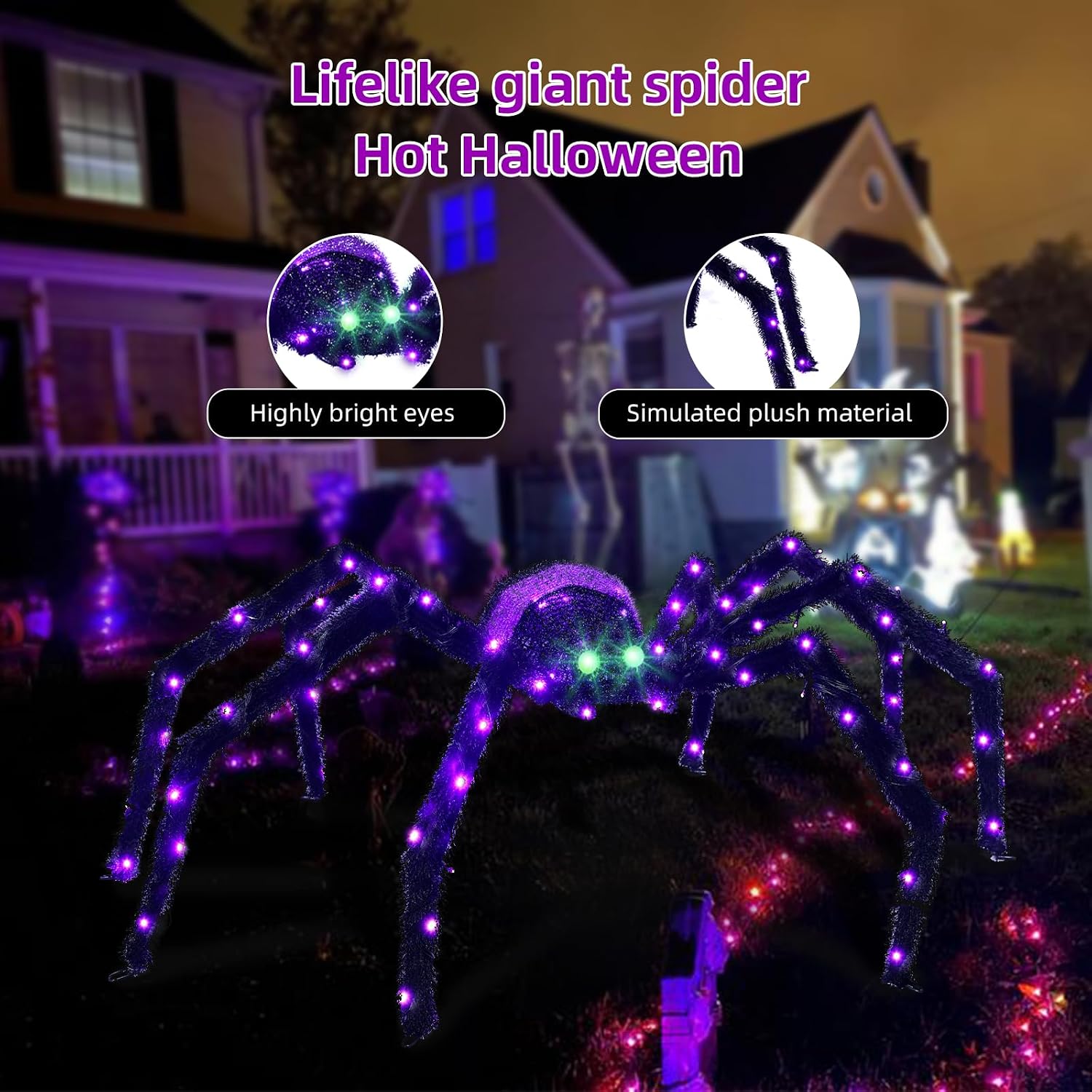Detalle 2 de HOYECHI light-up spider with 90 LED lights