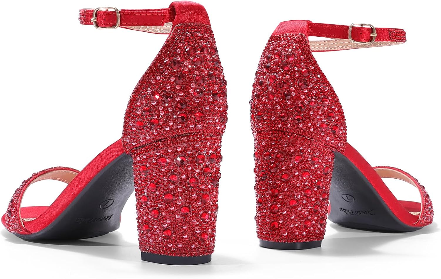 Detalle de DREAM PAIRS 59938 Women's Block Heel Sandals with Rhinestone Detail