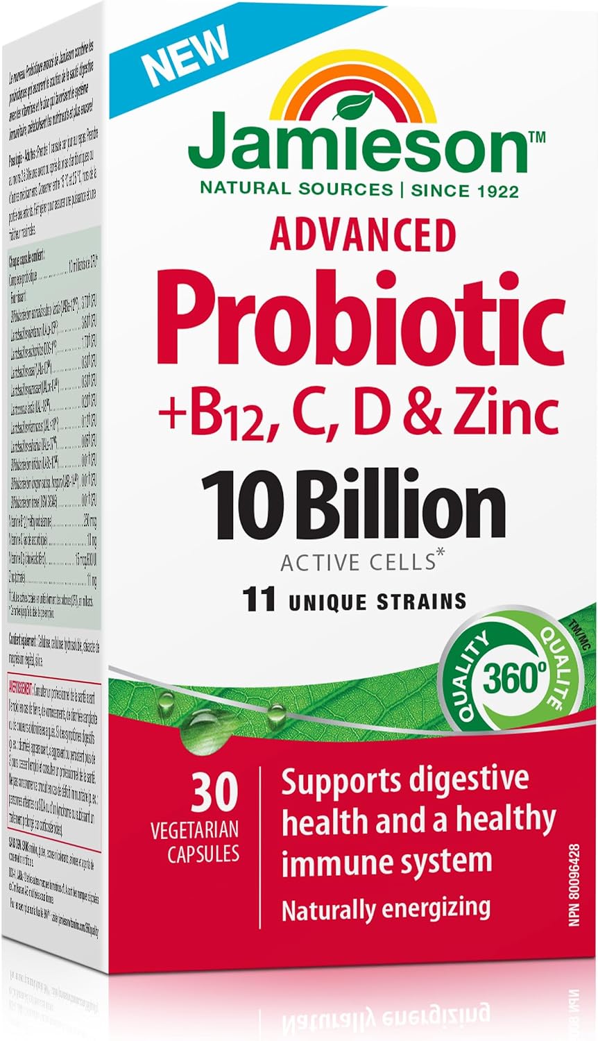 Detalle de Jamieson Advanced Probiotic, 10 Billion CFU, with Vitamins C, D3, B12 and Zinc