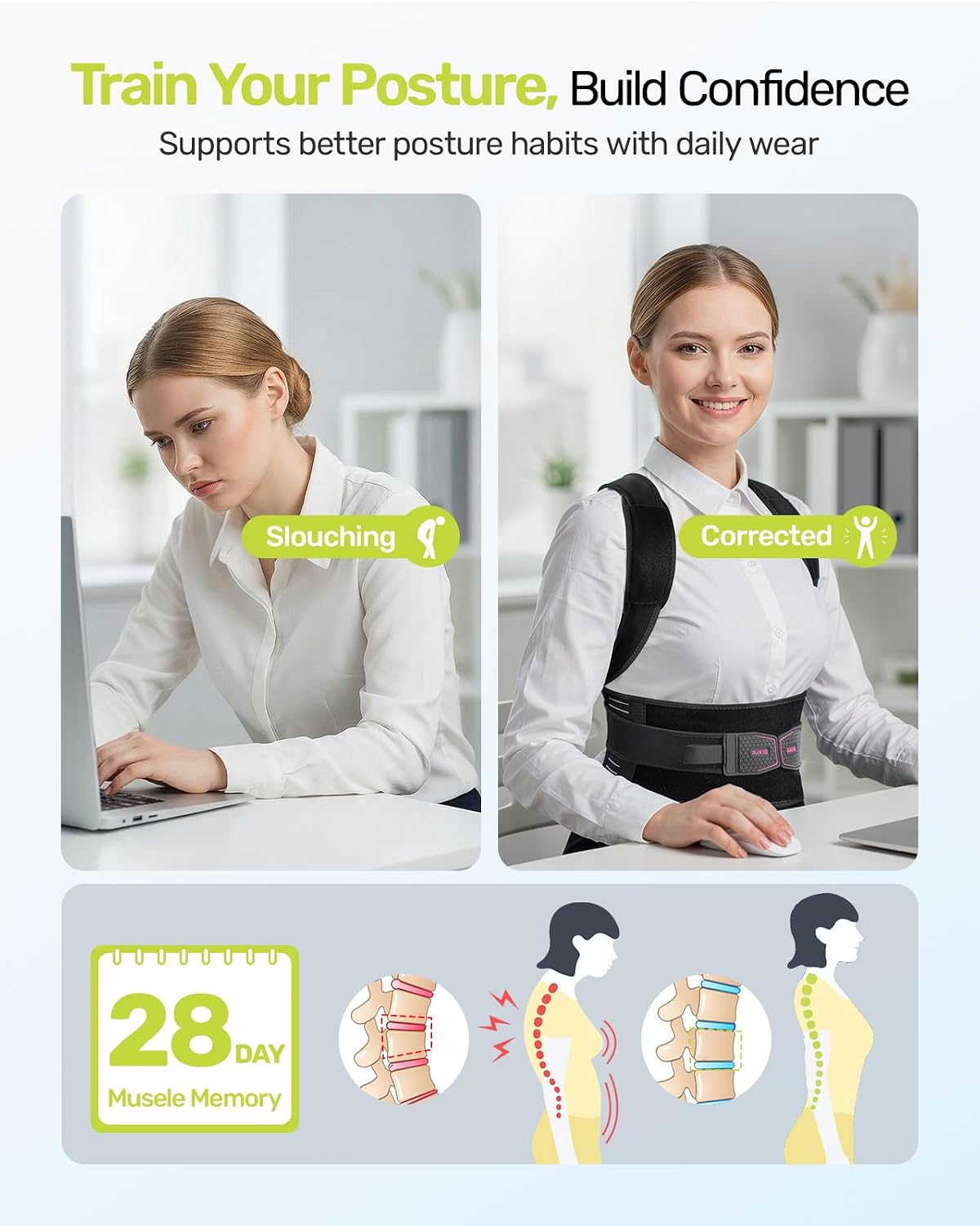 Thumbnail 6 de Rakiie Posture Corrector for Women and Men (Rose Red, M) with Upgraded Back Support