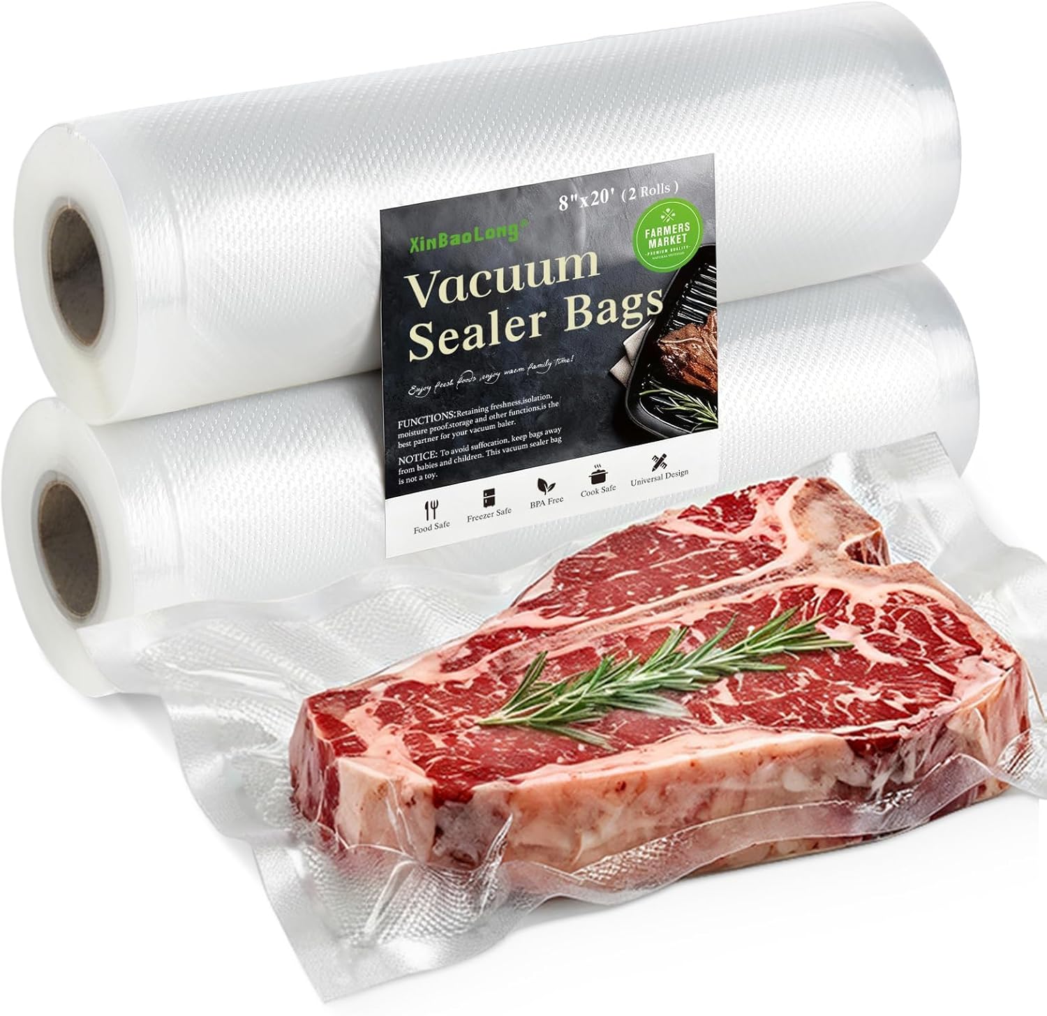 Detalle 2 de Vacuum Sealer Bags For Food 6-Pack 11" x 20' rolls