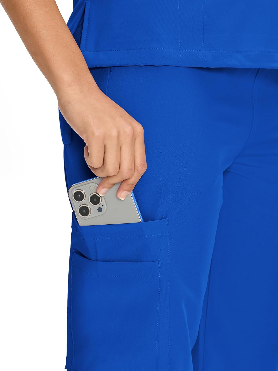 Detalle de COZYFIT Scrubs for Women Set: V-Neck Top & Straight Leg Pants with 9 Pockets