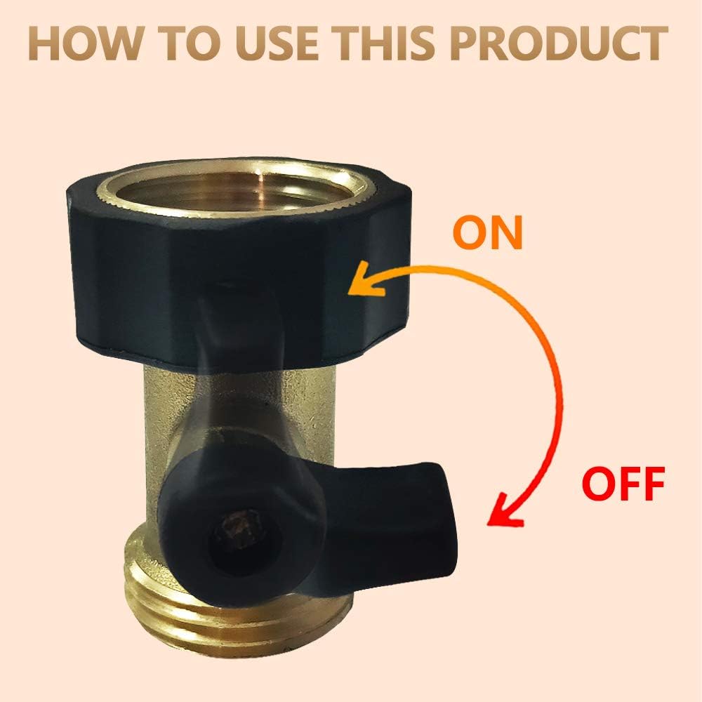 Detalle de HQMPC HQ-V01 Brass Garden Hose Shut-Off Valve, 3/4-Inch GHT, 2-Pack