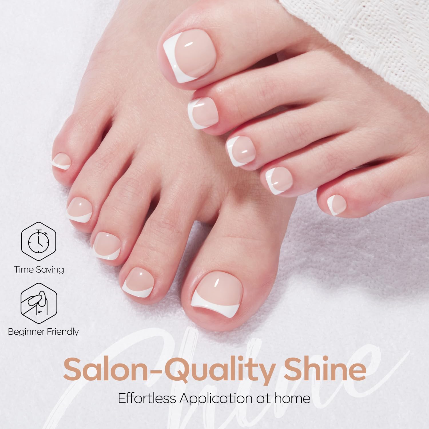 Thumbnail 2 de Modelones Short Nude French Tip Press-On Toenails, Square, 36-Piece Set