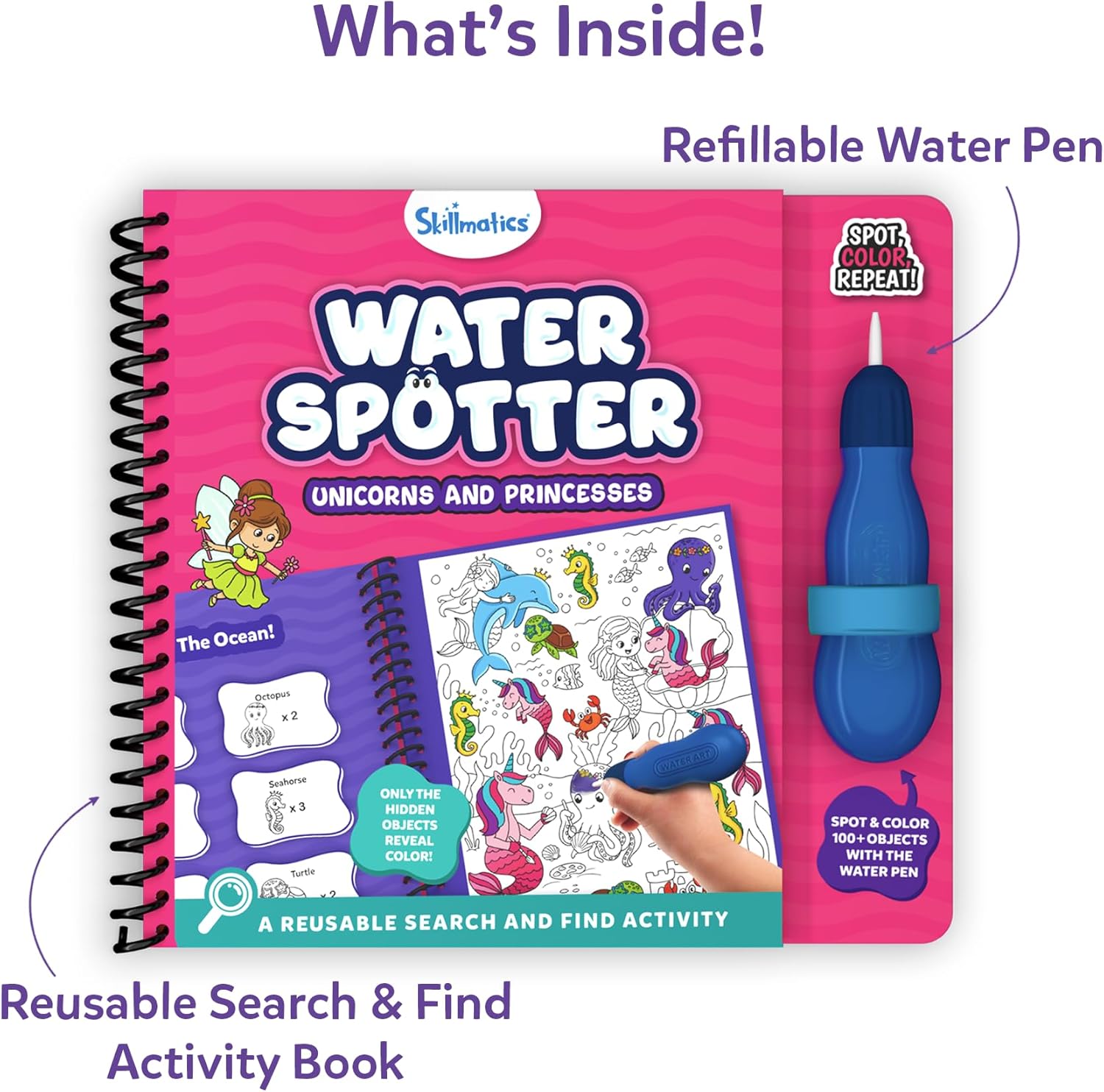 Thumbnail 2 de Skillmatics Reusable Search & Find Book – Water Spotter (Unicorns & Princesses)