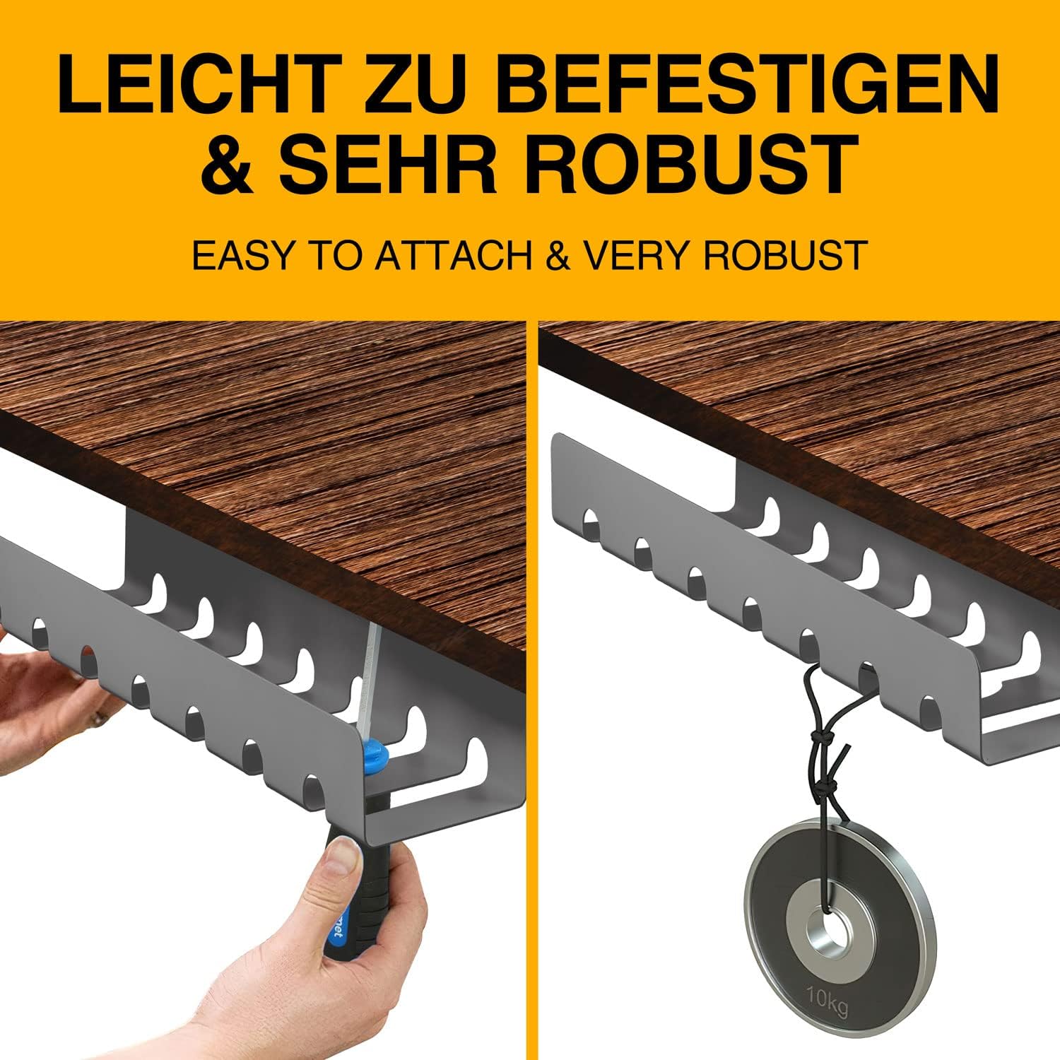 Thumbnail 4 de GOODS+GADGETS® Under Desk Cable Management Trays, Set of 2, Grey Steel