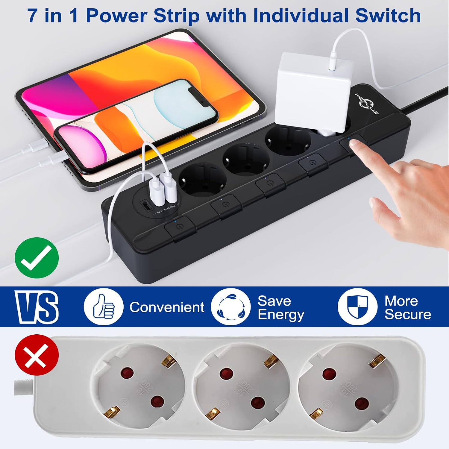 Detalle de KEPLUG Steckdosenleiste 4000 W mit USB
