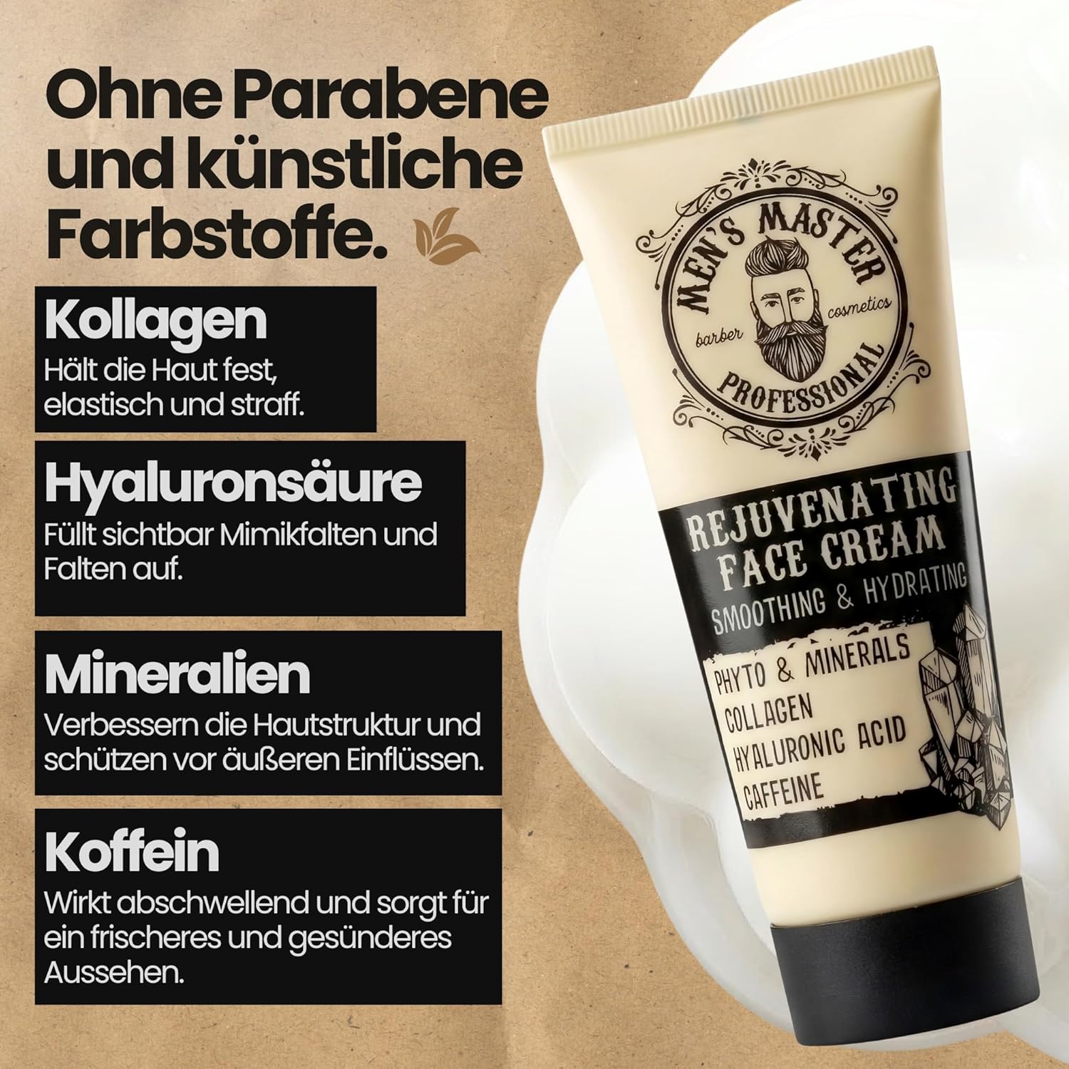 Detalle de Men's Master Gesichtscreme – Anti-Aging Feuchtigkeitspflege mit Kollagen & Hyaluronsäure (75 ml)