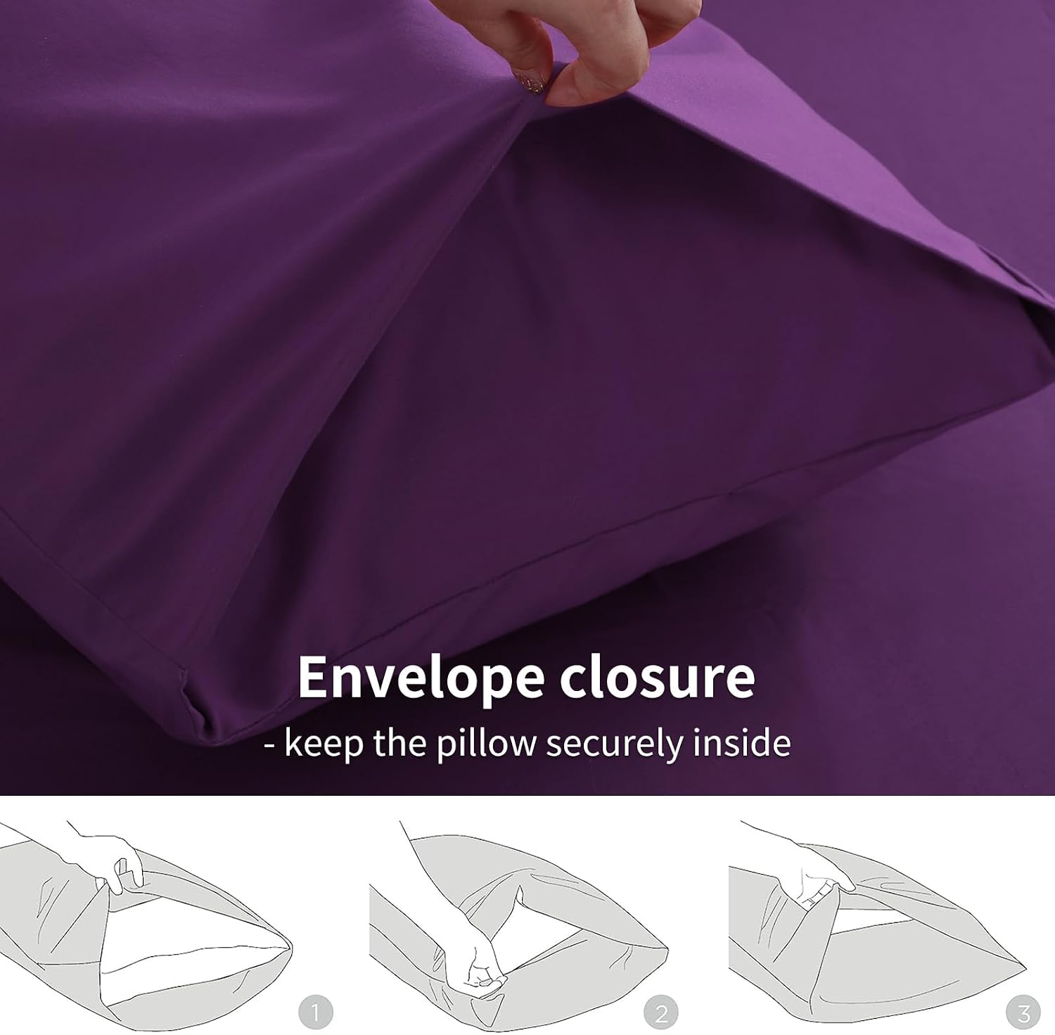 Thumbnail 4 de RUIKASI Pillow Cases 2 Pack Purple 50x75 cm