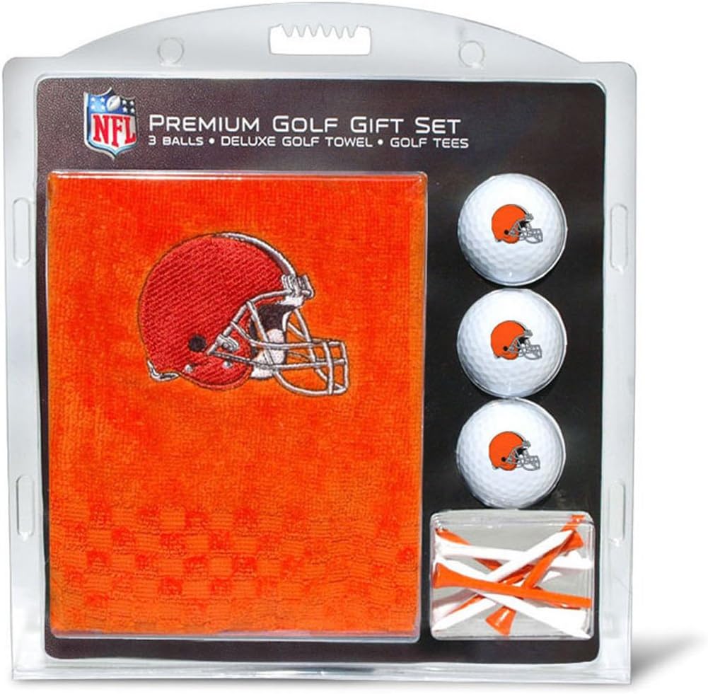 Team Golf NFL Cleveland Browns Gift Set with Embroidered Towel, 3 Golf Balls, and Regulation Tees