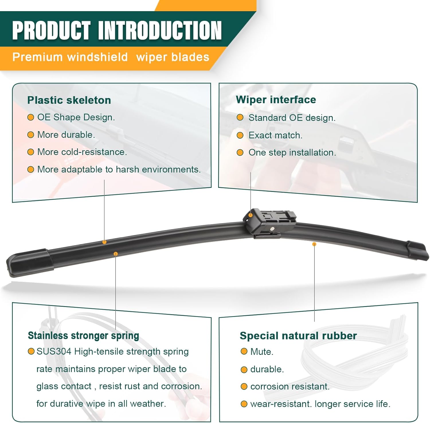 Thumbnail 3 de KVQ Windshield Wiper Blades Replacement for Ford Transit (28"/21"), Pack of 2 – Original Factory Quality