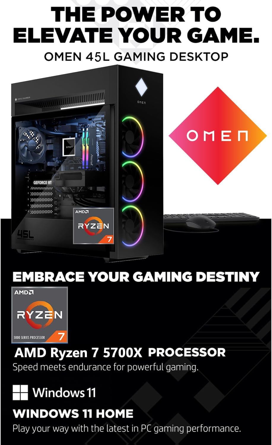 Detalle de HP Gaming Desktop Ryzen 7 5700X