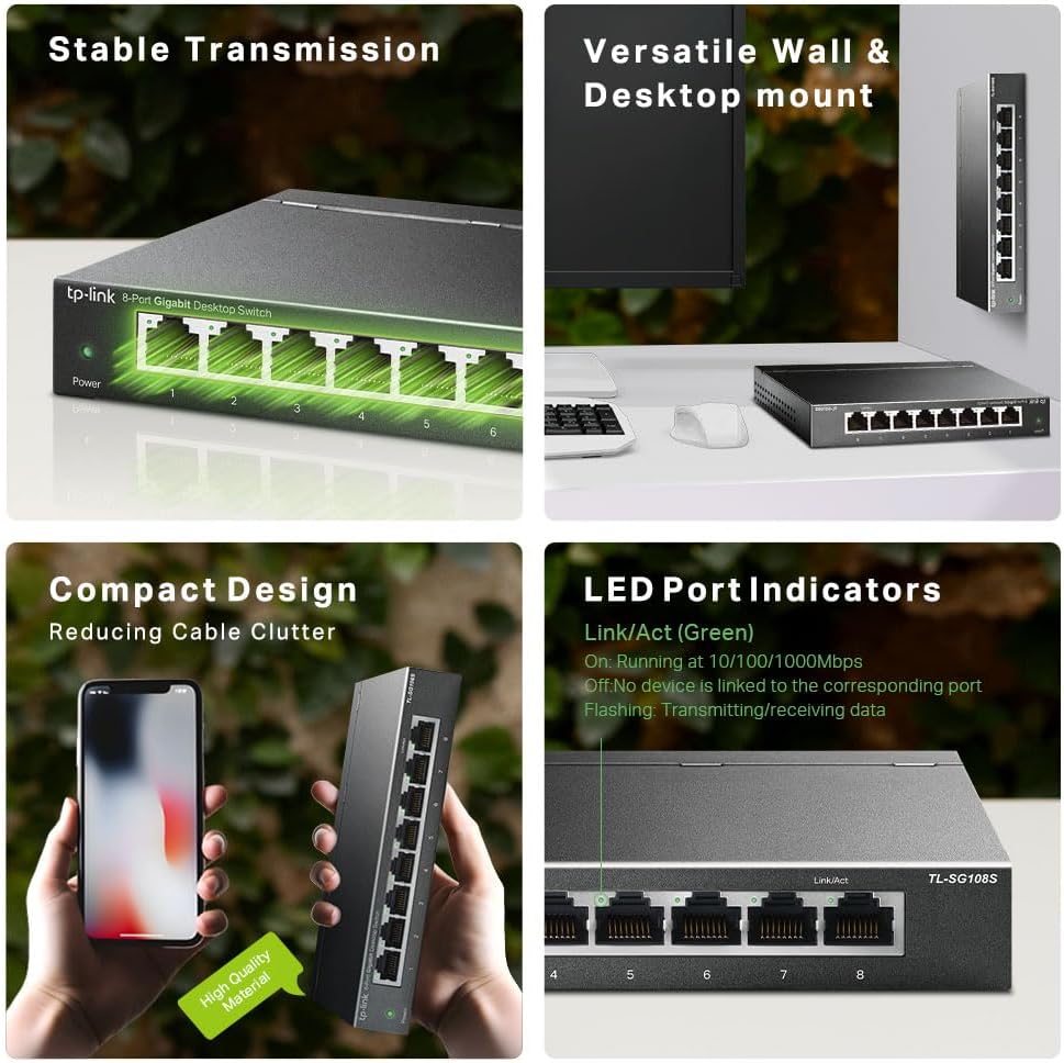 Detalle 2 de TP-Link TL-SG108S 8‑Port Gigabit Switch 📡