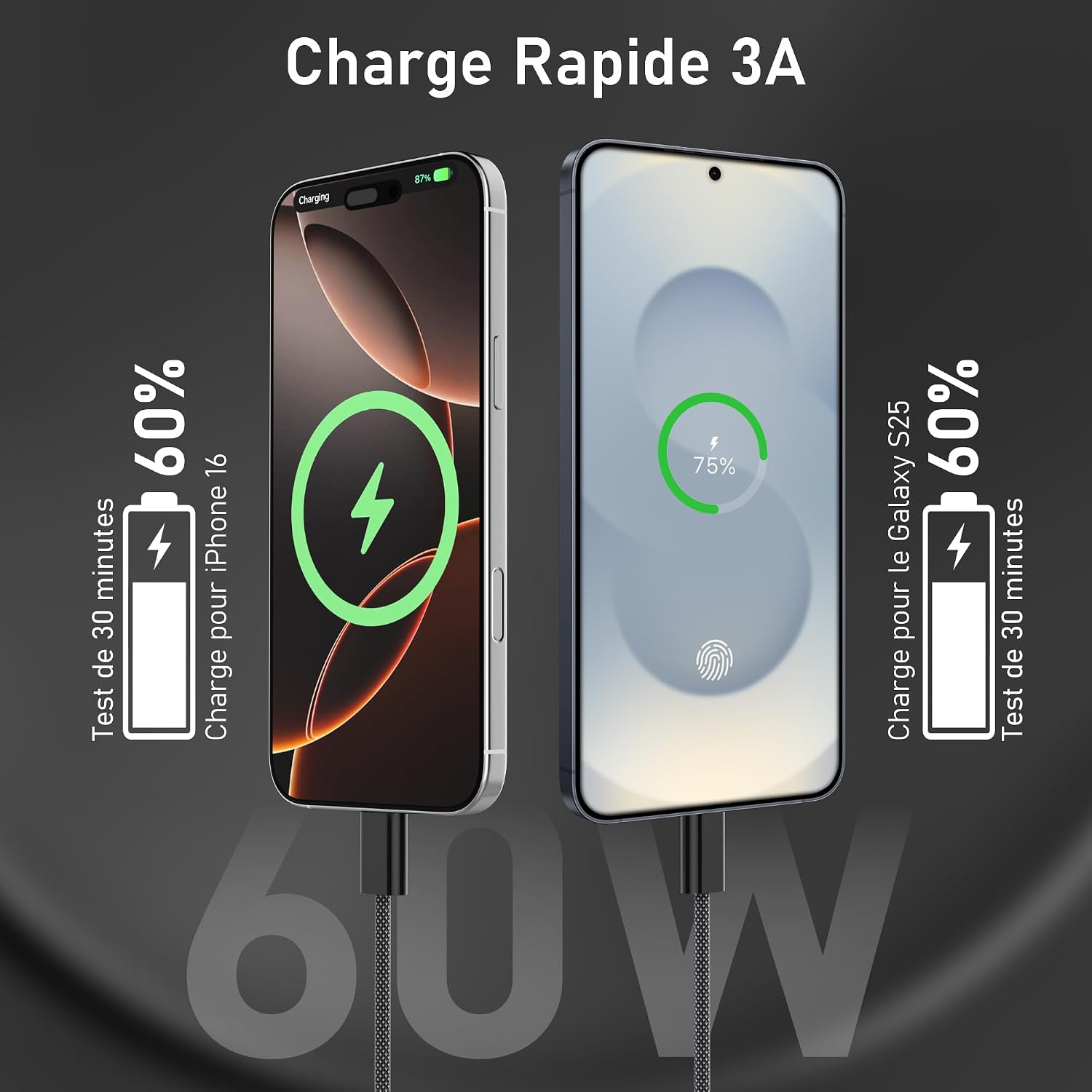 Detalle 2 de Anysea Anysea USB C 60 W, câble rapide