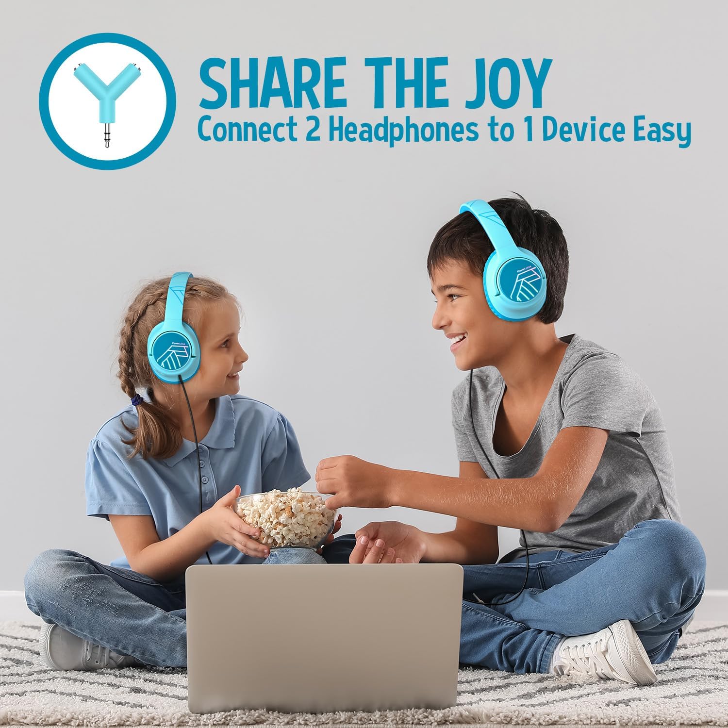 Detalle 2 de PowerLocus Kids Wireless Headphones with LED Lights, Bluetooth 5.3 and Volume-Limited Modes