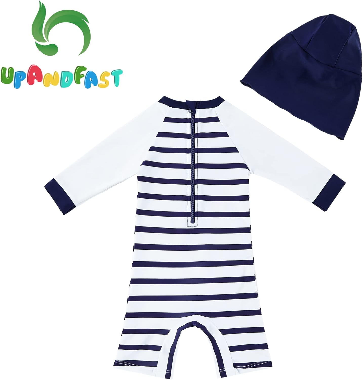Thumbnail 2 de upandfast Baby Jungen Badeanzug mit Sonnenhut UPF 50+ und Reißverschluss (langarm, einteilig)