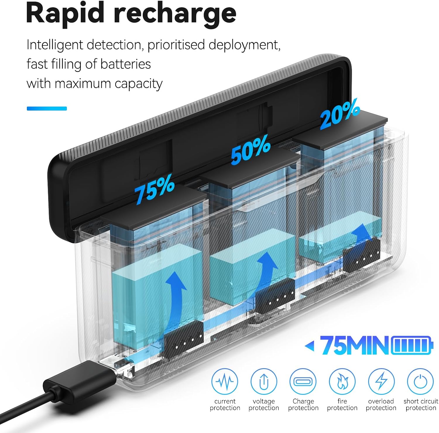 Detalle de TELESIN Osmo Action 4/3 Battery Charger