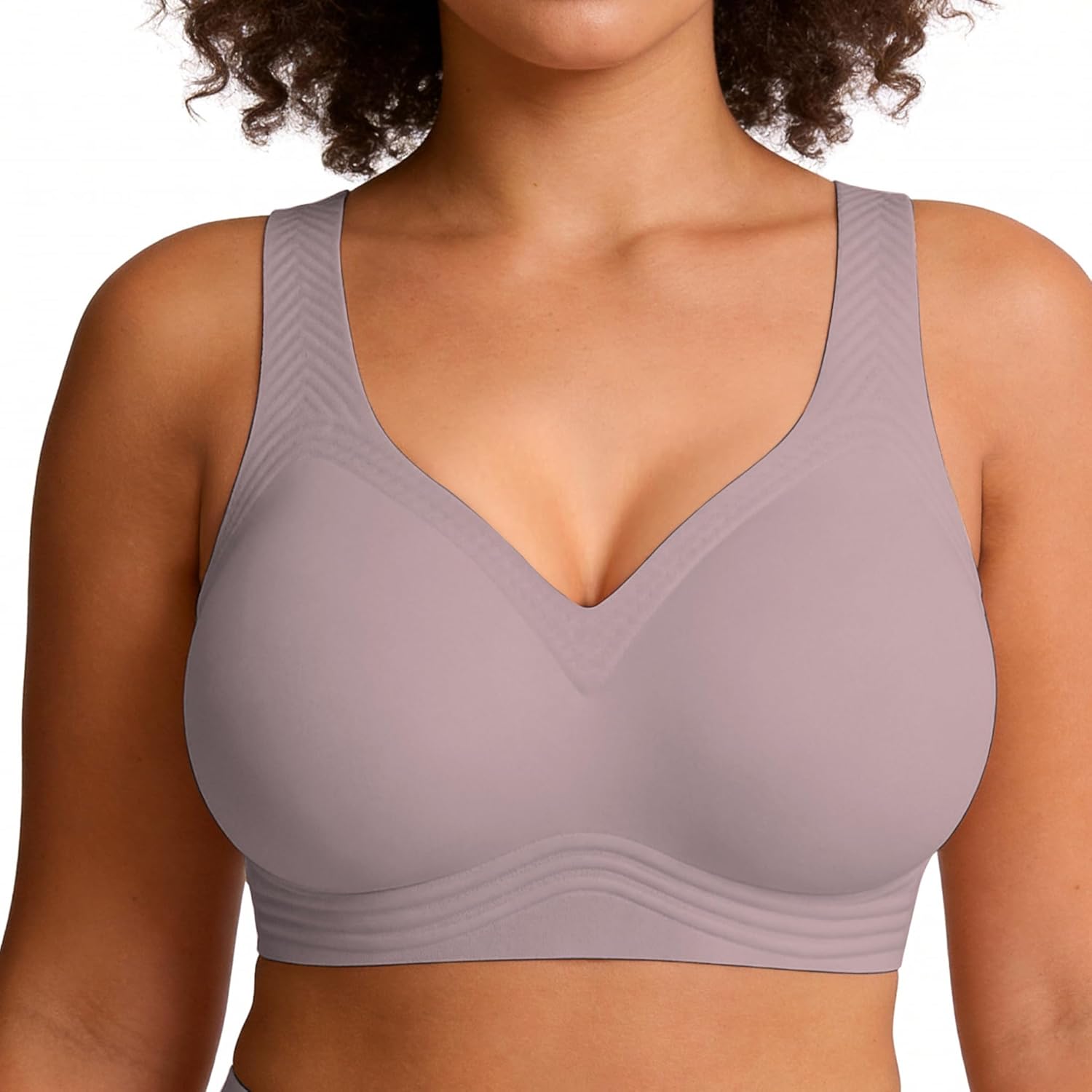 Detalle de Jelly Wireless Bra Plus Size Supportive Seamless Full Coverage Push Up No Underwire T-Shirt Bra
