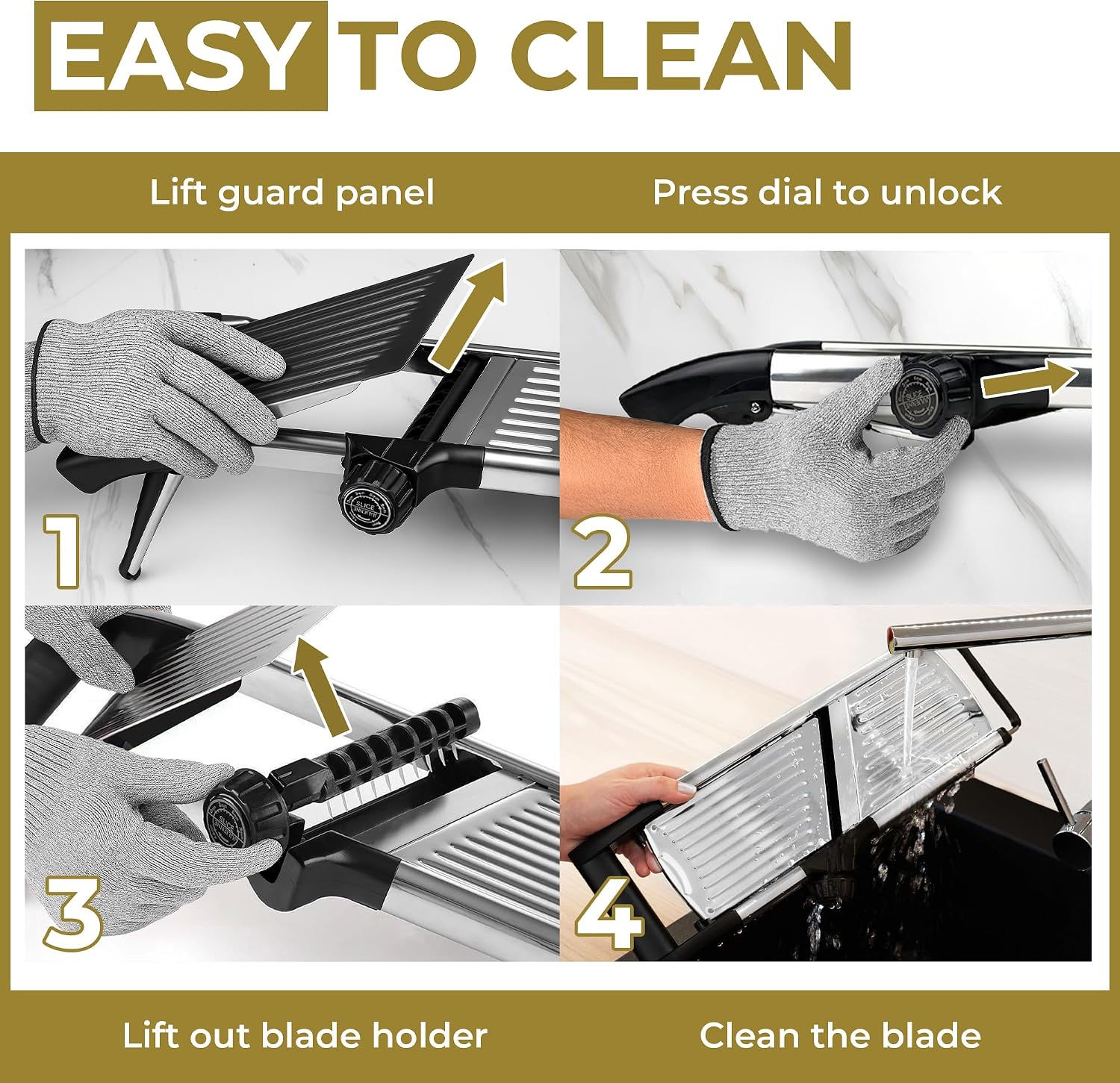Thumbnail 3 de Gramercy Adjustable Mandoline Food Slicer (Stainless Steel) with Cut-Resistant Gloves