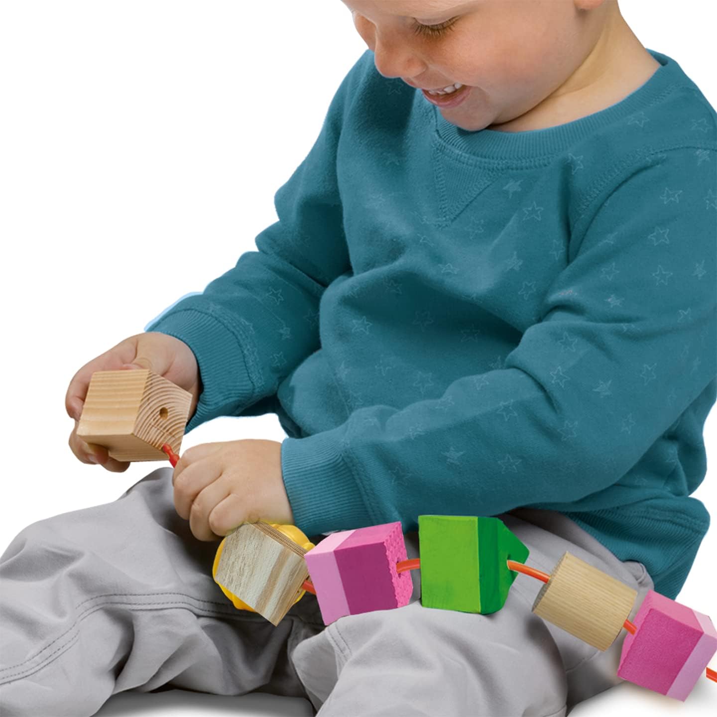 Detalle de SES Creative Sensorik Perlen 13102 – Babyspielzeug aus Holz, Made in Holland