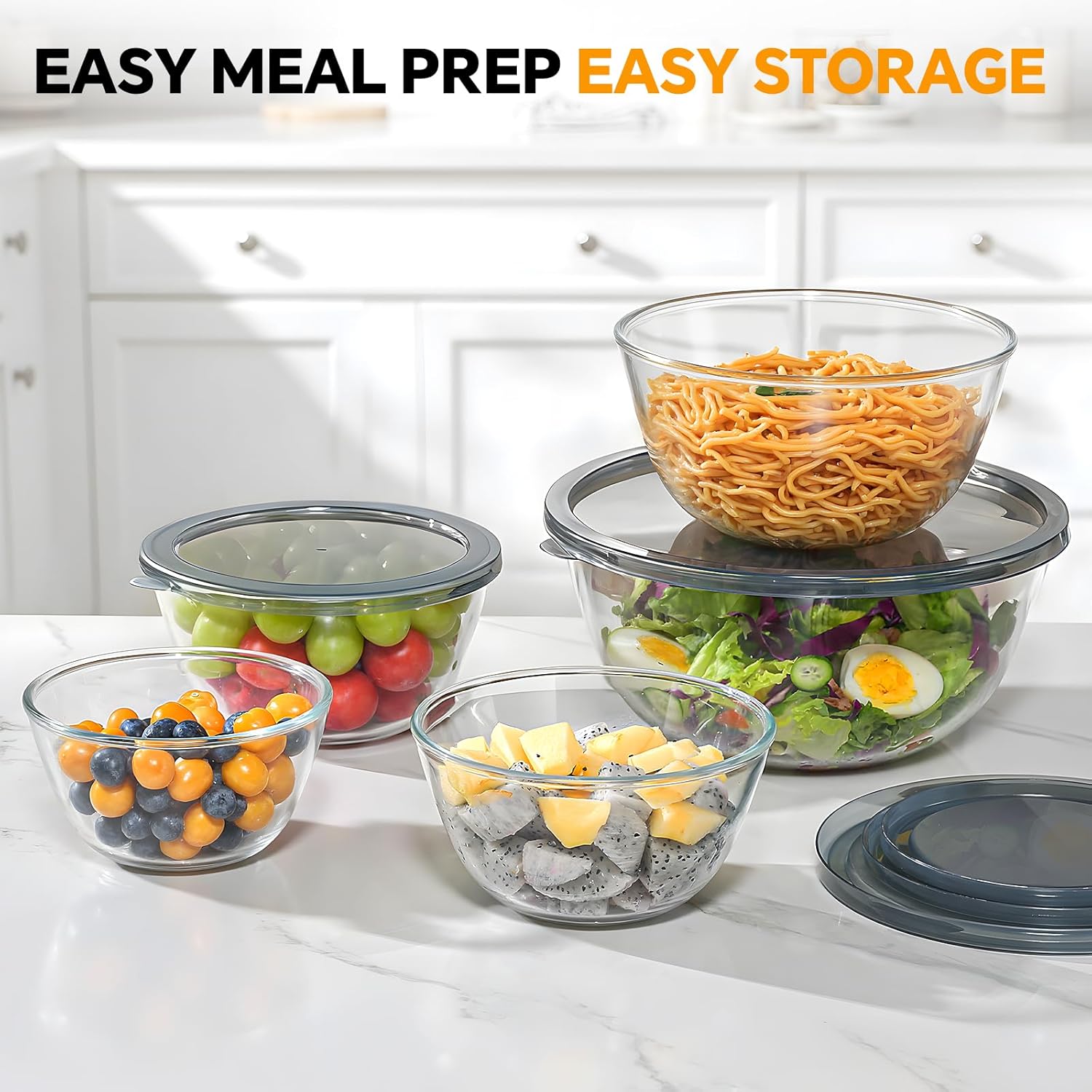 Detalle 2 de Glass Mixing Bowls Set of 5 4.78QT 🍲