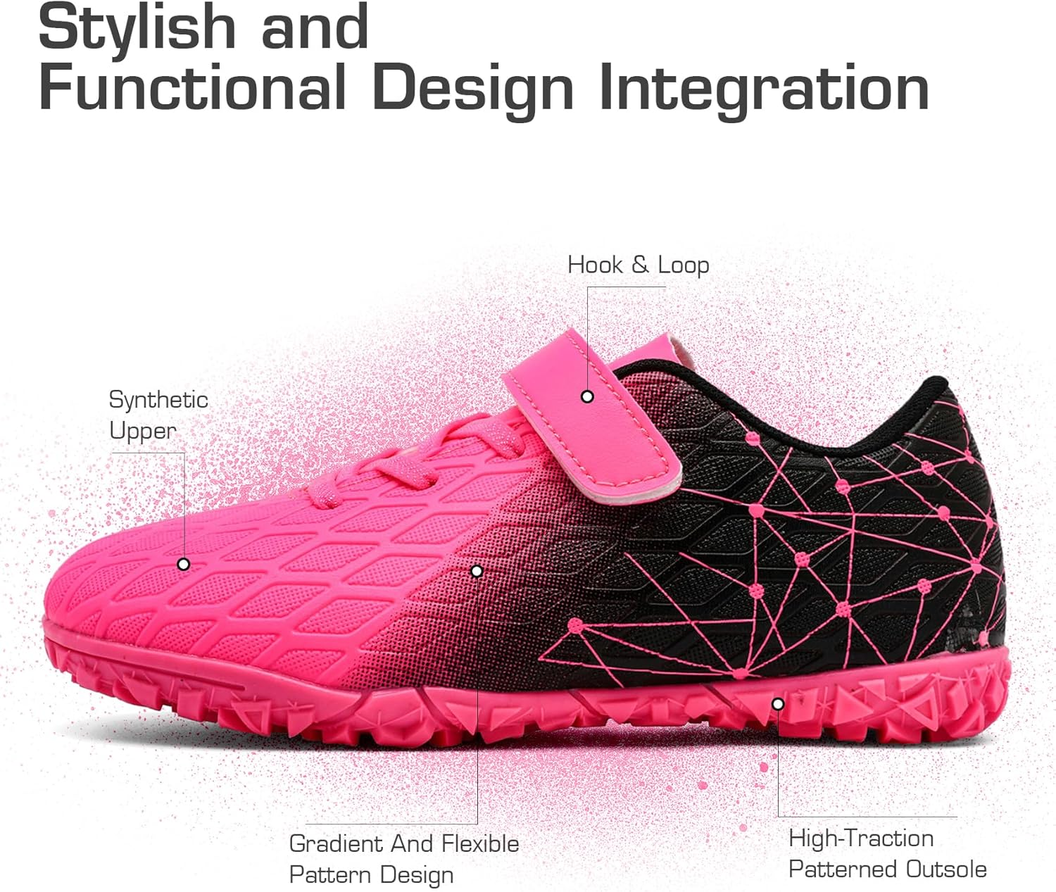 Thumbnail 3 de PiDaGlobal Kinder Fußballschuhe mit Klettverschluss für Kunstrasen & Multinocken