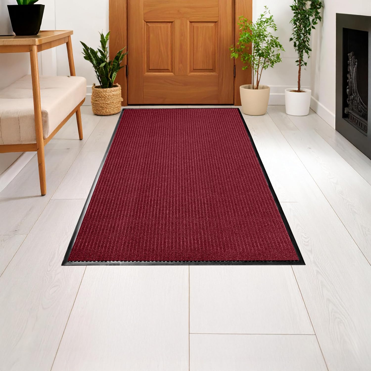 Thumbnail 6 de LuxUrux Striped Red Door Mat, 4 x 8 Feet, Low-Profile Indoor/Outdoor