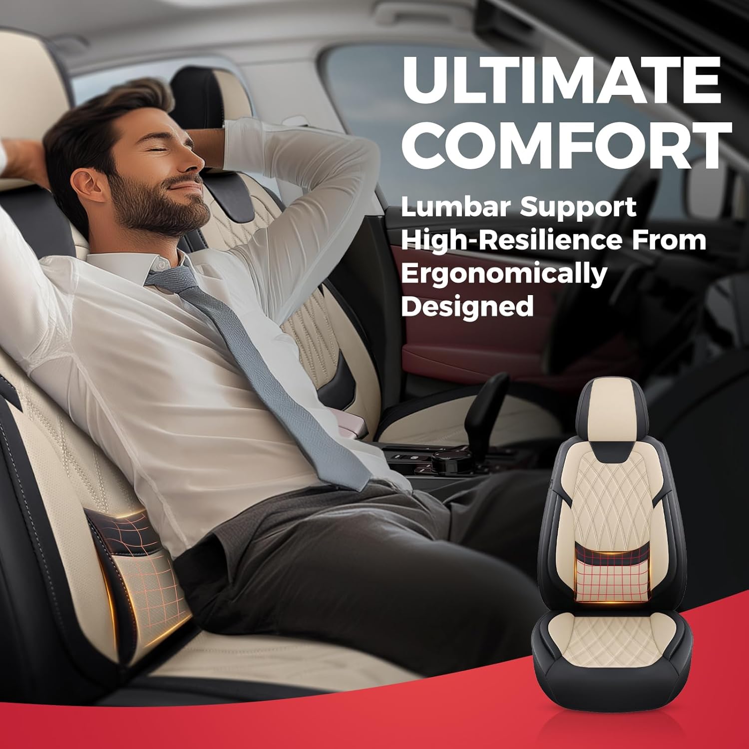 Thumbnail 5 de FREESOO Leather Car Seat Covers Full Set
