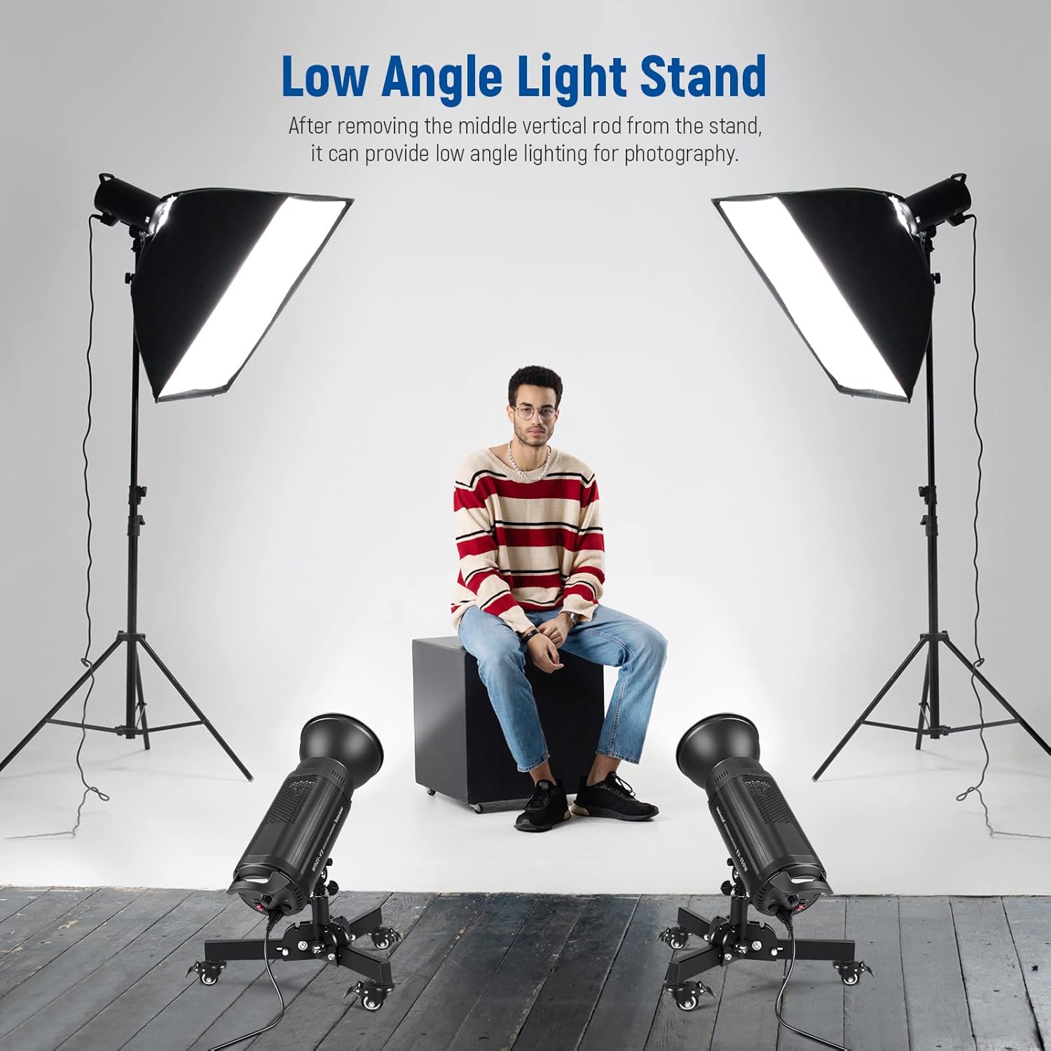Detalle de NEEWER ST72 — lot de 2 trépieds de lumière robustes avec roulettes, hauteur max 2,4 pieds
