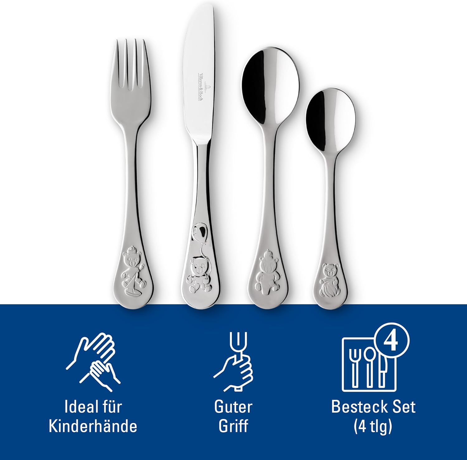 Thumbnail 3 de Villeroy & Boch Kid’s Dining set posate per bambini Teddy (4 pezzi) in acciaio inox argento