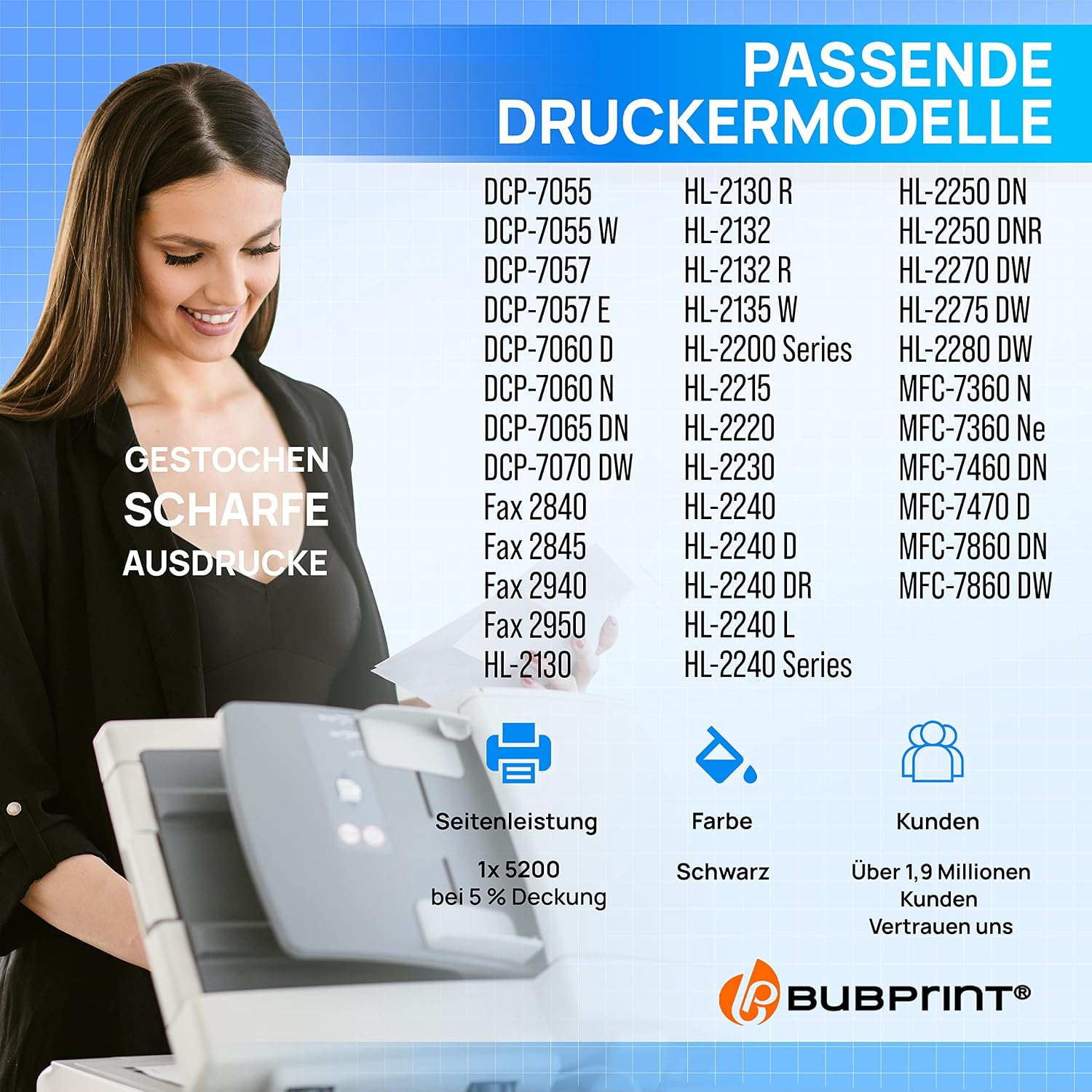 Detalle 2 de Bubprint XXL Toner – Ersatz für Brother TN2220/TN2210 (Schwarz)