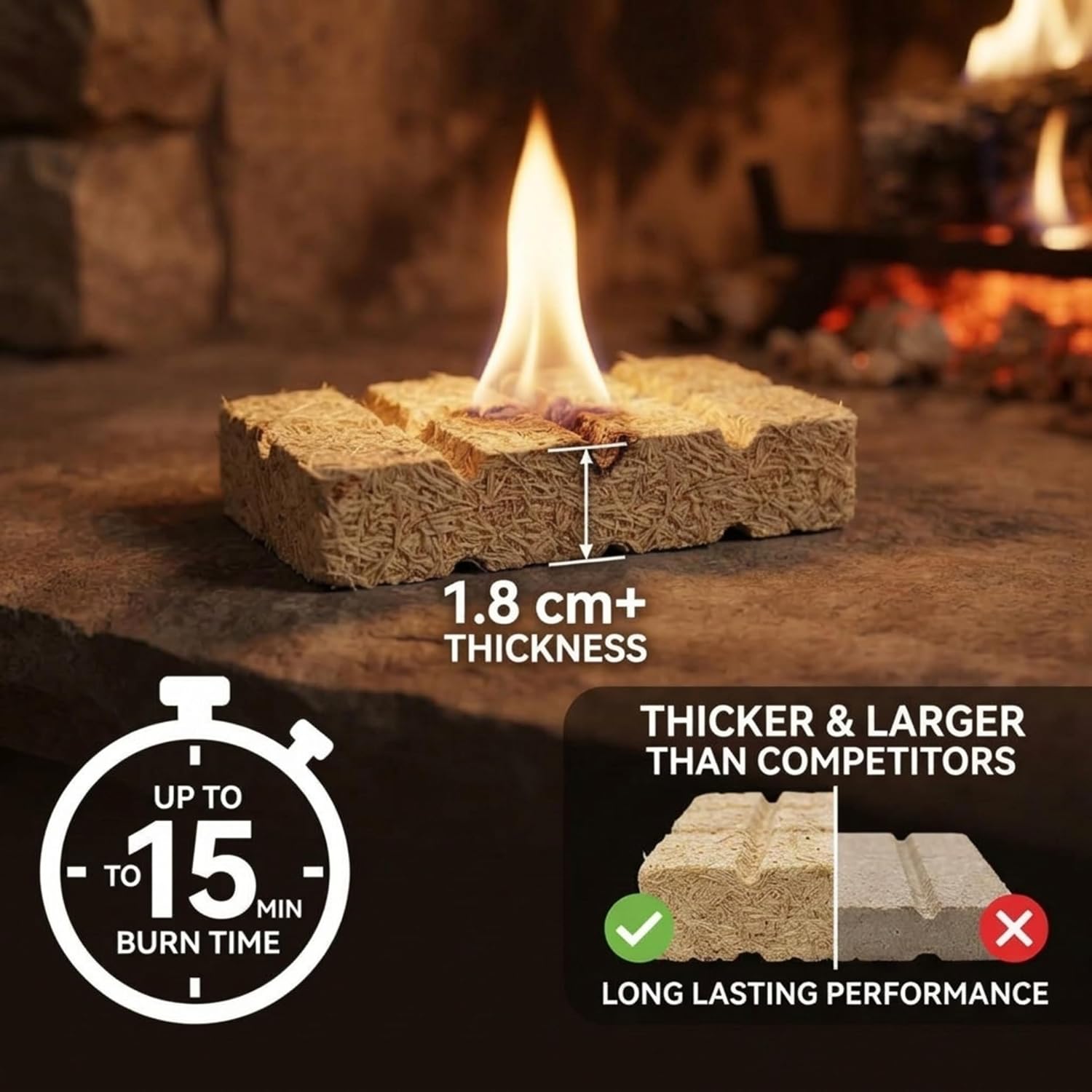 Detalle 2 de MOSCHOW fs küre 150 Natural Wood Fire Starter Cubes, 32 Count