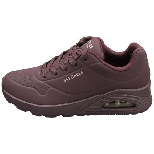 Detalle de Skechers Damen Uno Stand On Air Trainers – Burgundy Duraleather / Mesh, Größe 38 EU