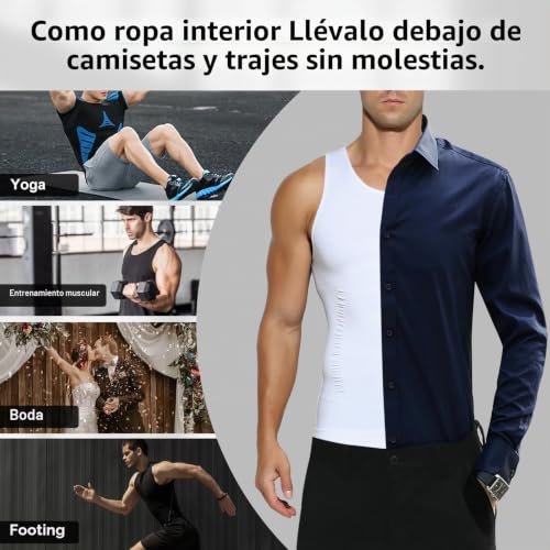 Thumbnail 5 de Casey Kevin Faja Chaleco Hombre: Camiseta de Compresión Slim para Ejercicio