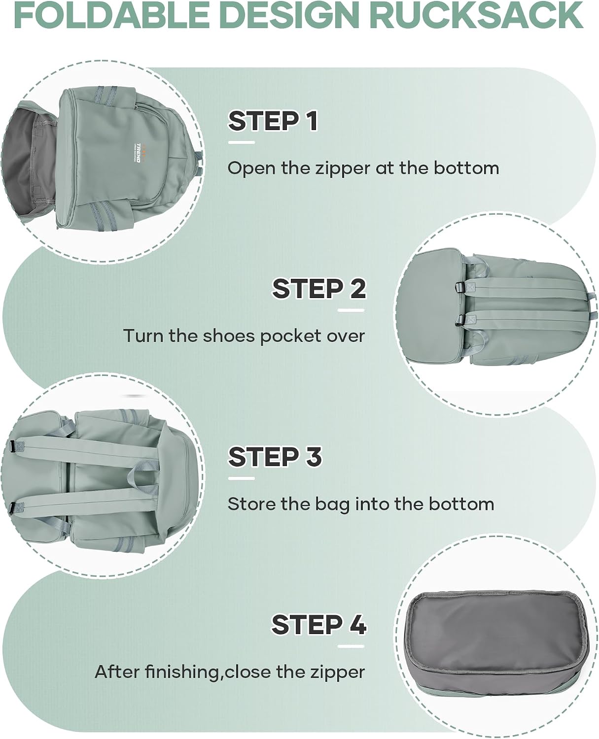 Detalle de SZLX Gym Backpack for Women with Shoes Compartment – Waterproof Foldable Travel & Gym Bag