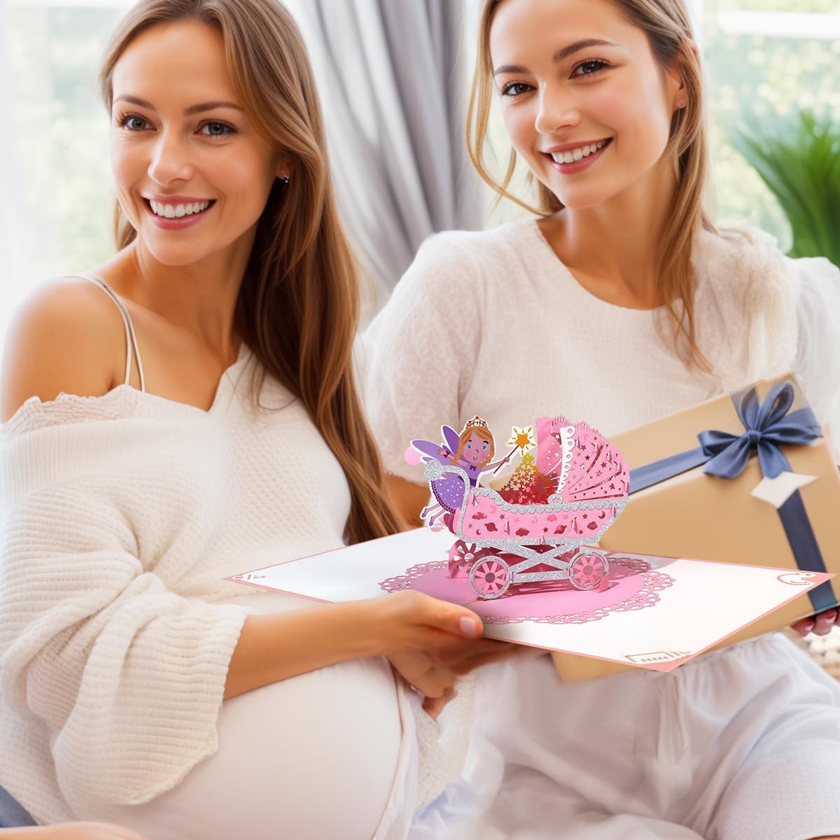 Thumbnail 5 de CNLITIHEKA New Baby Pop Up Card for Girls – Welcome New Baby greeting card with laser-cut 3D scene