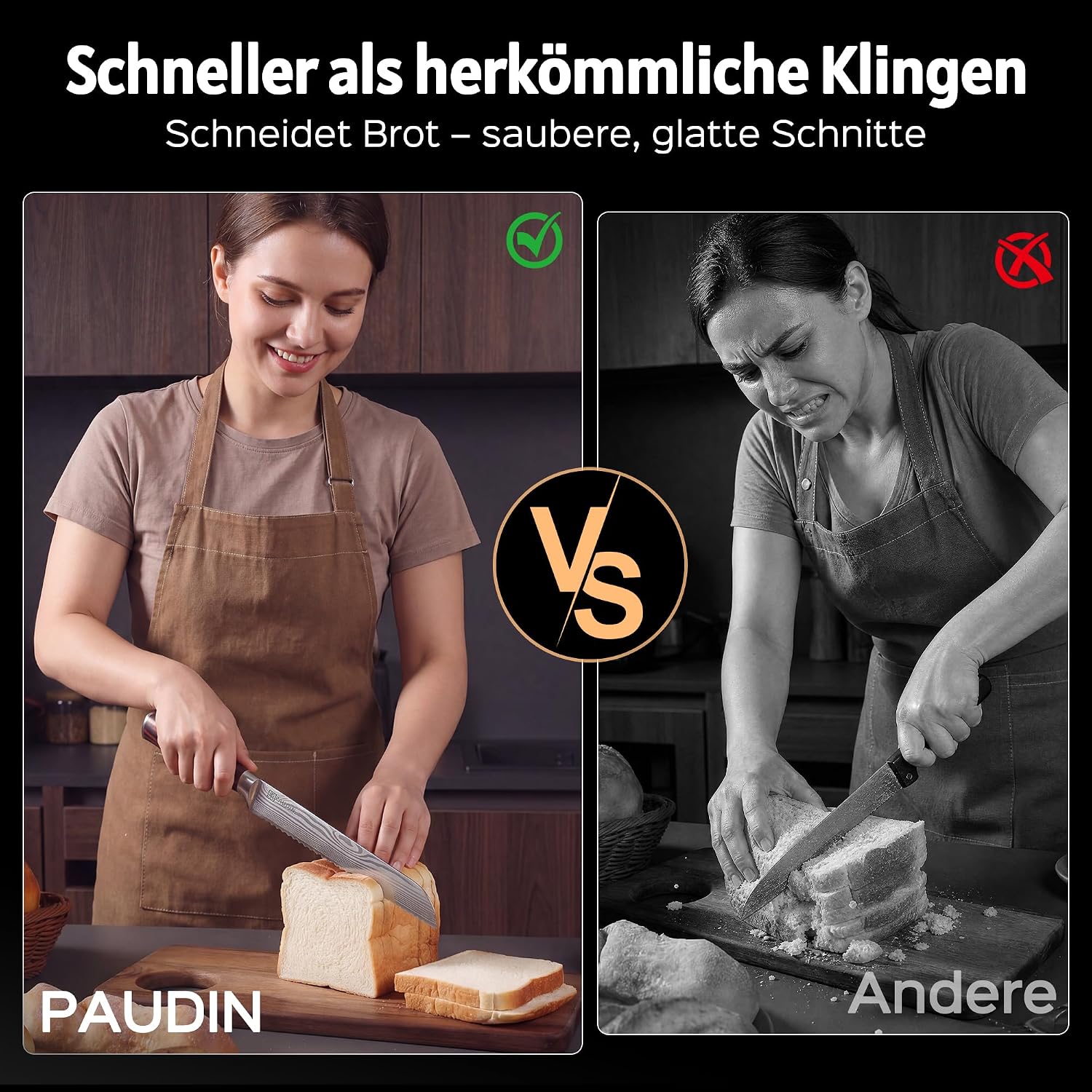 Detalle 2 de PAUDIN Brotmesser 26 cm Wellenschliff rostfreier Edelstahl