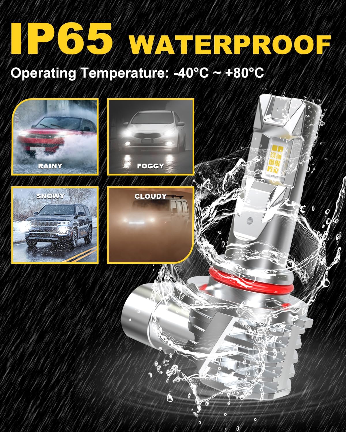 Thumbnail 6 de KATUR HB3 LED Headlight Bulbs (9005) 6000K, fanless waterproof plug-and-play conversion kit, pack of 2