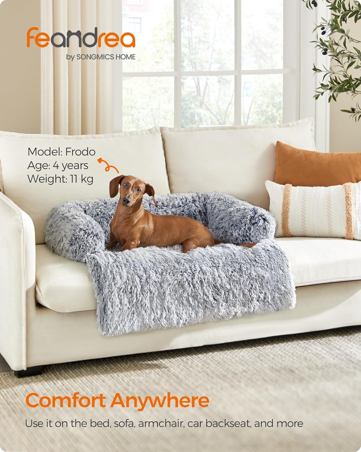 Detalle de FluffyHug dog sofa bed 16 cm, grey