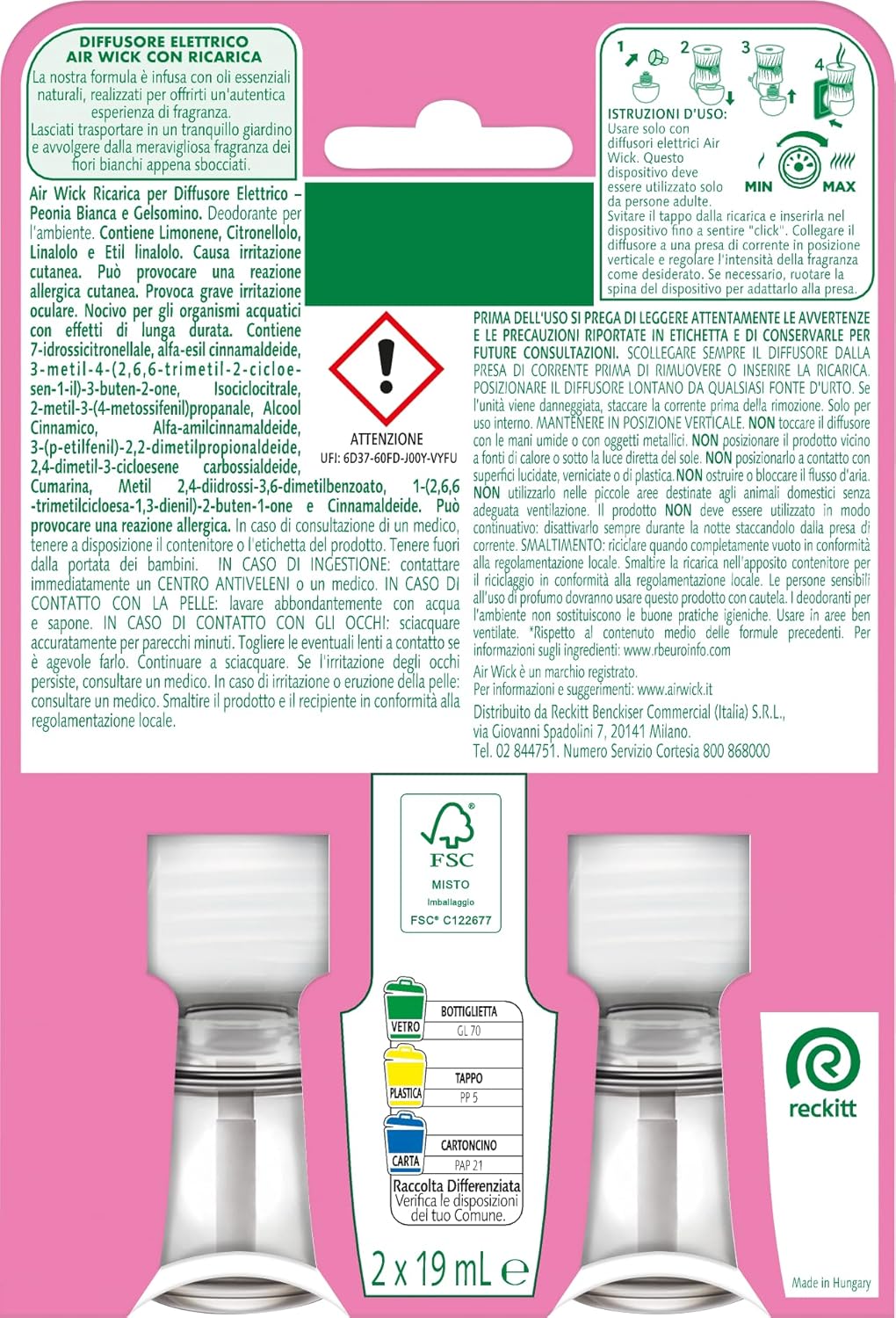 Detalle de Air Wick diffusore elettrico oli essenziali Peonia Bianca e Gelsomino
