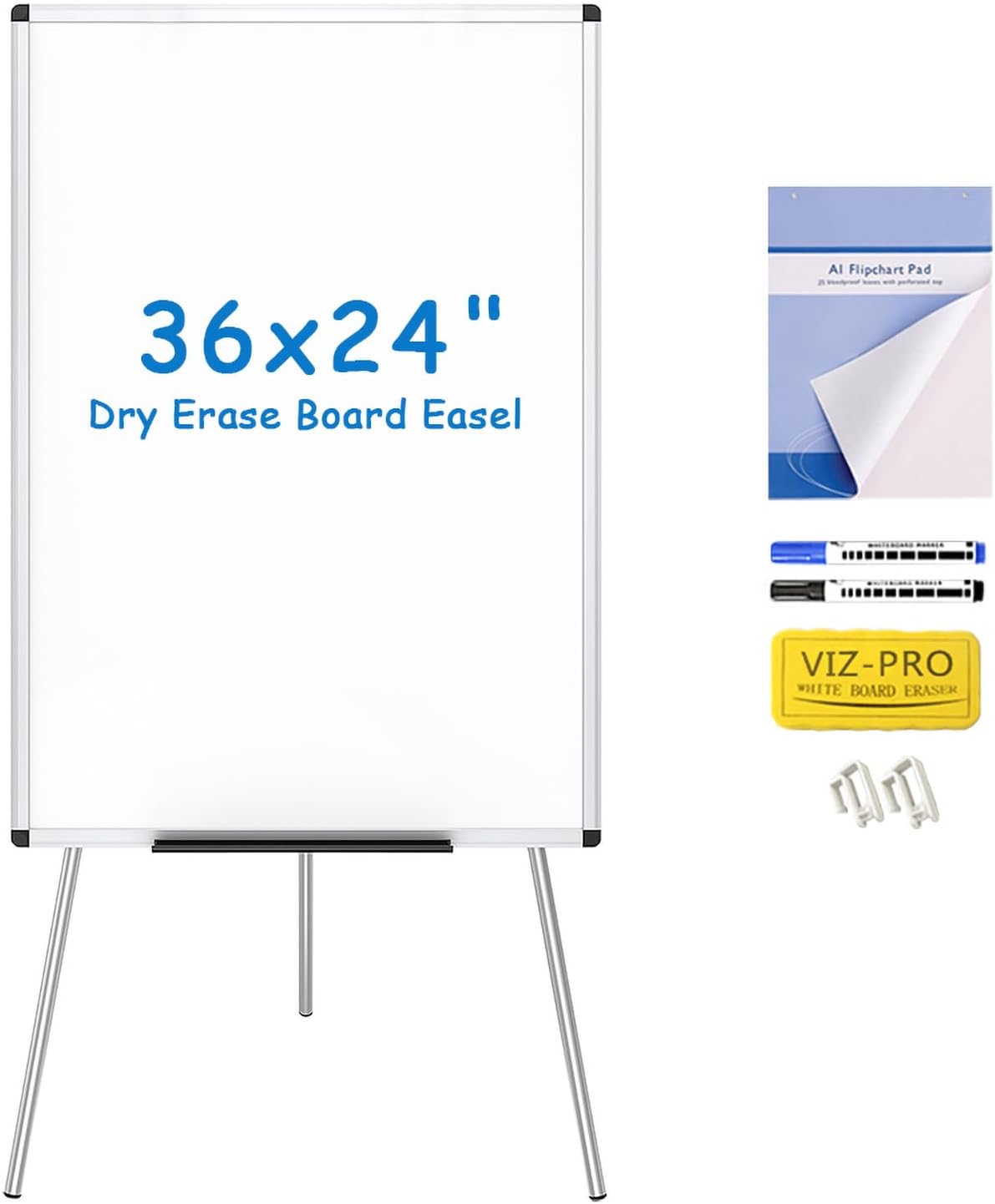 Detalle de VIZ-PRO 36 x 24-Inch Whiteboard Easel, Height-Adjustable Portable Stand