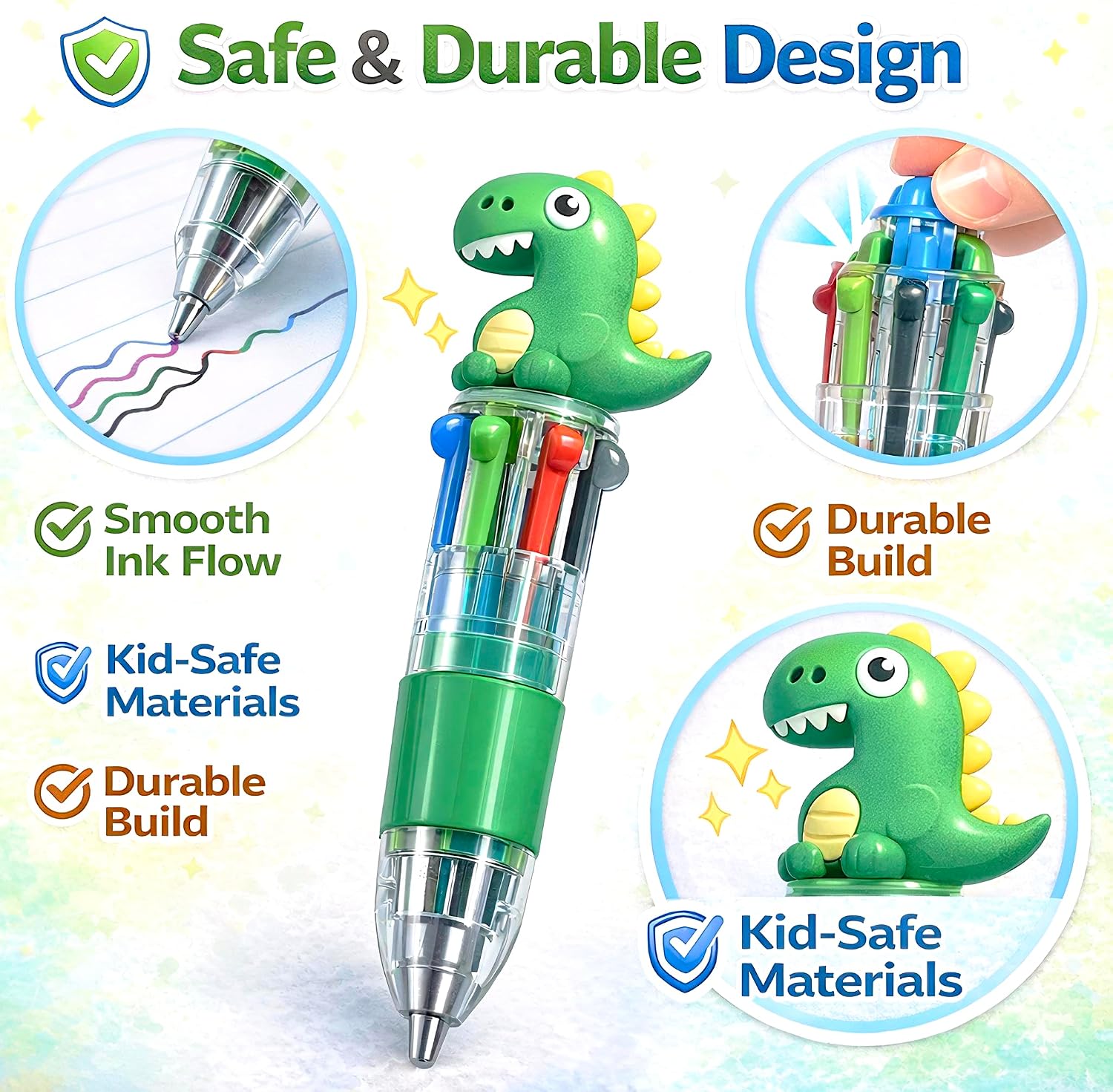 Thumbnail 2 de Kids Multi Coloured Pens 4 in 1, 24 Pcs – Mini Cartoon Ballpoint Pens